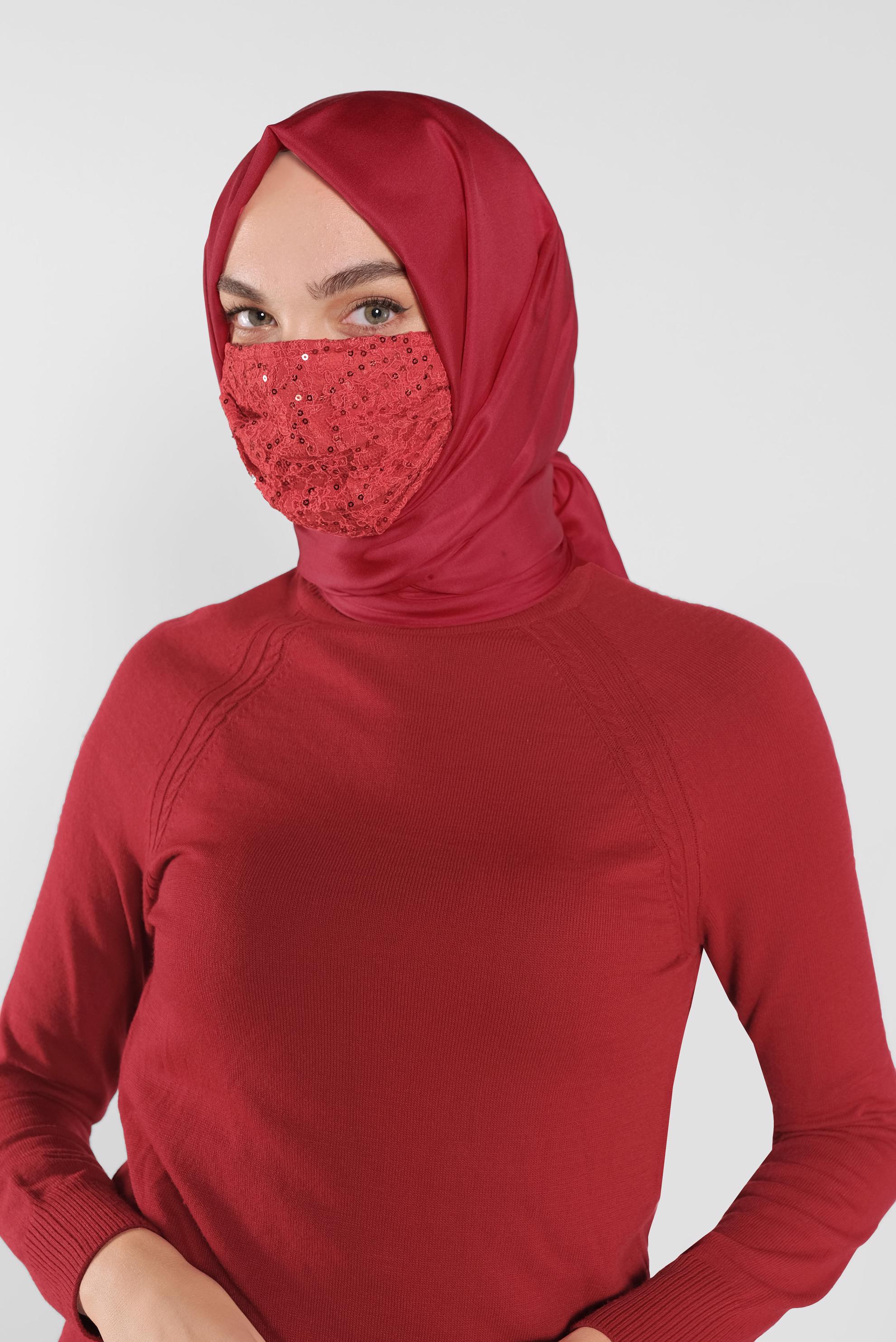 Vêtements hijab ROUGE MASQUE À SEQUINS 8004 