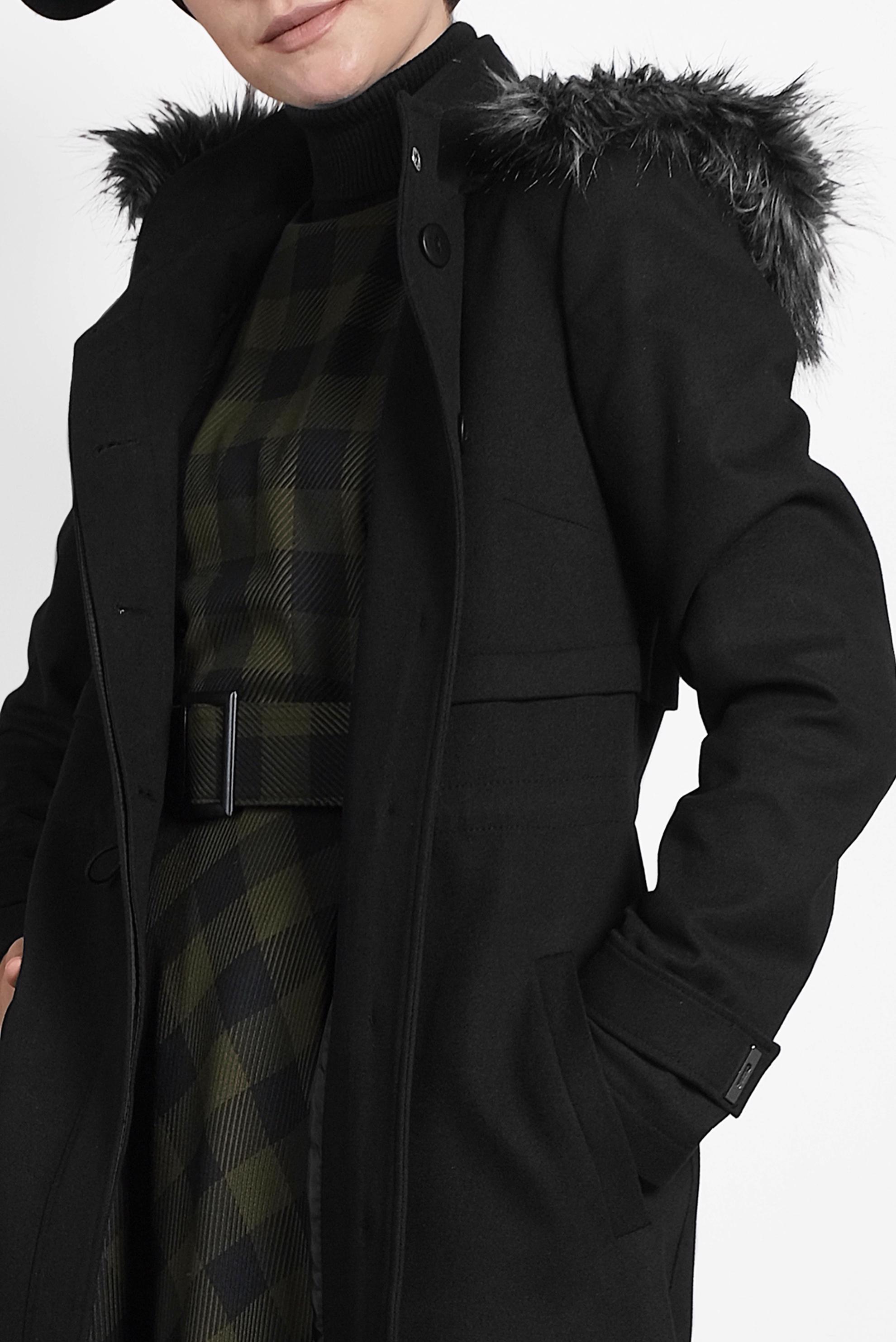 Tesettür giyim SİYAH DÜĞMELİ KAPÜŞONLU MANTO 90027 