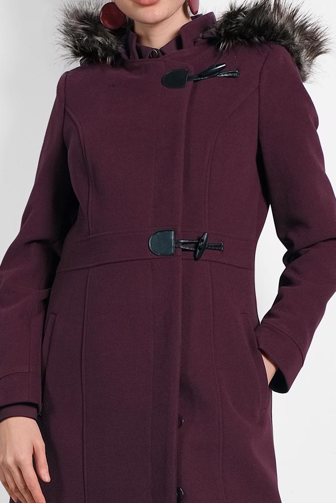 Vêtements hijab PRUNE MANTEAU À BOUTONNÉ AVEC CAPUCHE 90030 - ALVİNA