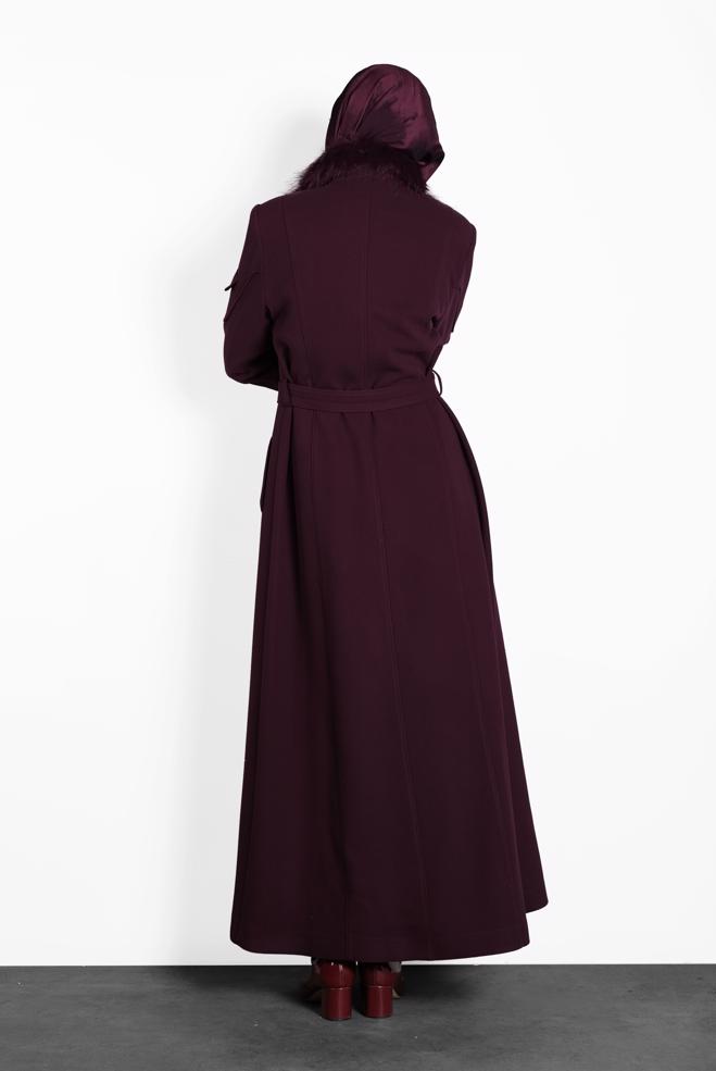 Hijab clothing DAMSON FAUX-FUR COLLAR BUTTONED COAT 90037 - ALVİNA