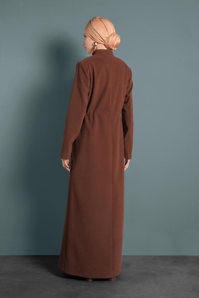 Vêtements hijab ORANGE MANTEAU À COL MAO À BOUTONNÉ 90039 - ALVİNA