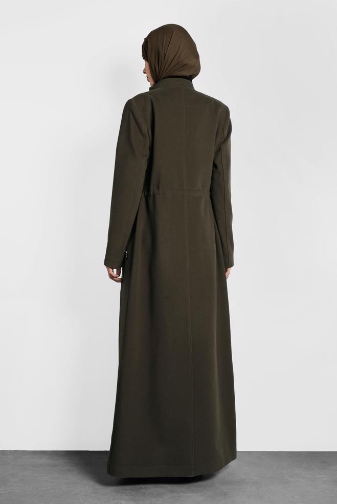 Vêtements hijab KAKI MANTEAU À COL MAO À BOUTONNÉ 90039 - ALVİNA