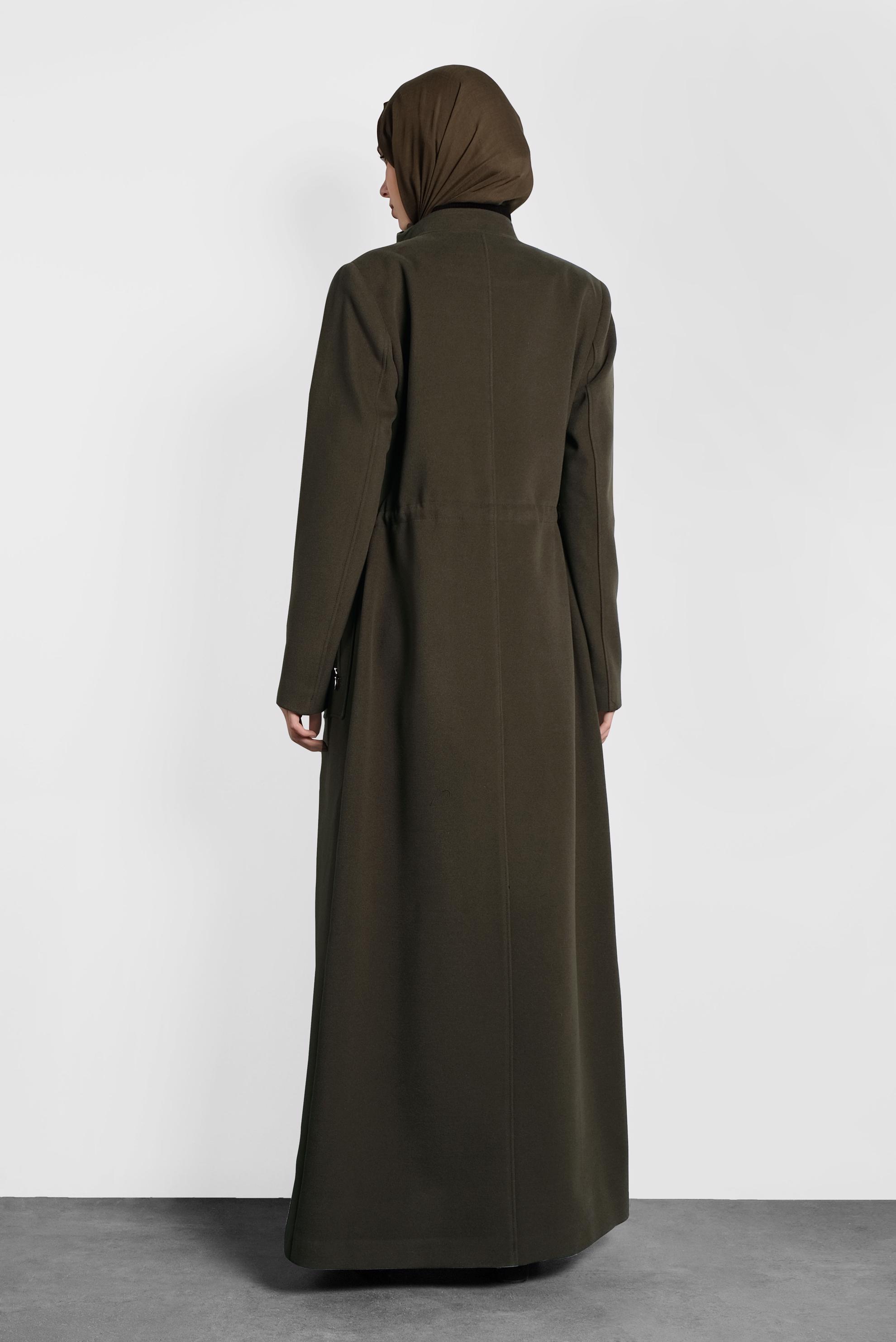 Vêtements hijab KAKI MANTEAU À COL MAO À BOUTONNÉ 90039