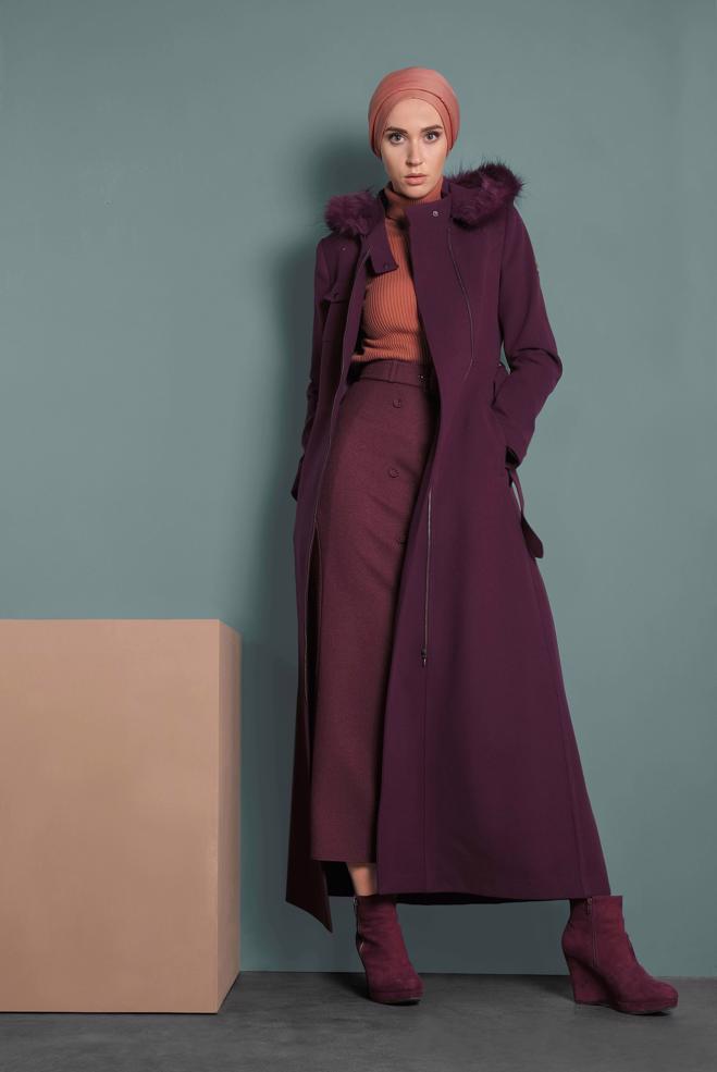 Hijab clothing DAMSON BELTED WALKER COAT 90040  - ALVİNA