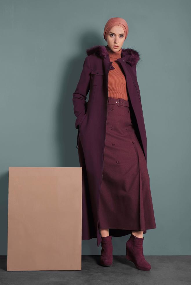 Hijab clothing DAMSON BELTED WALKER COAT 90040  - ALVİNA