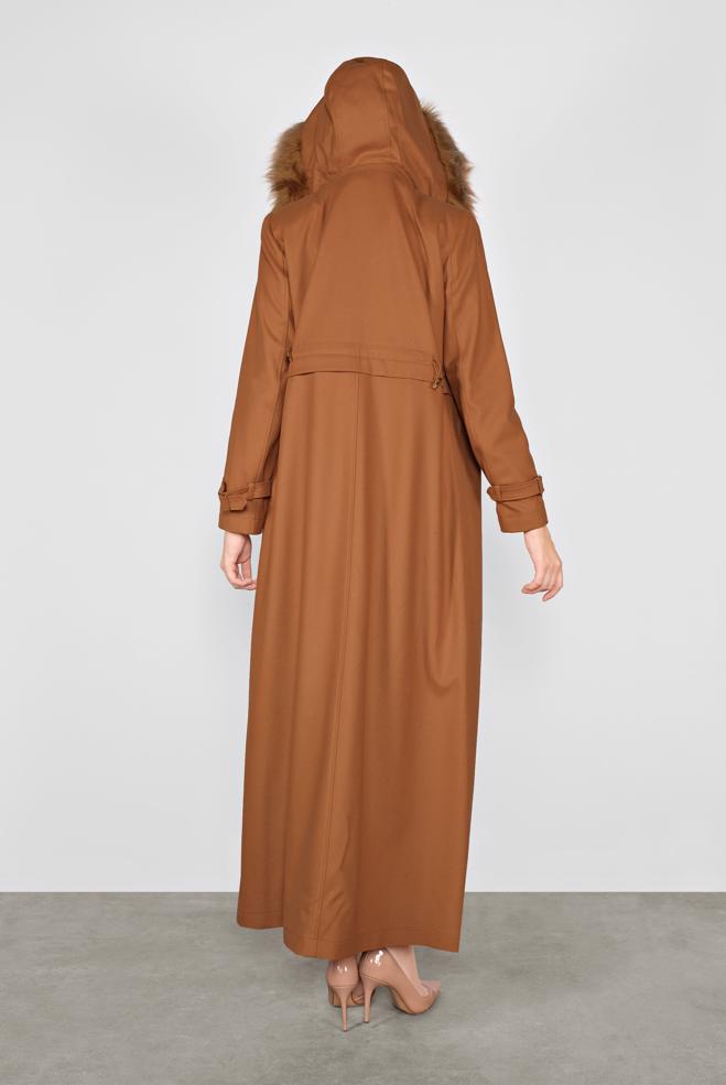 Hijab clothing TABA HOODED SMOCKED-WAIST COAT 90048 - ALVİNA