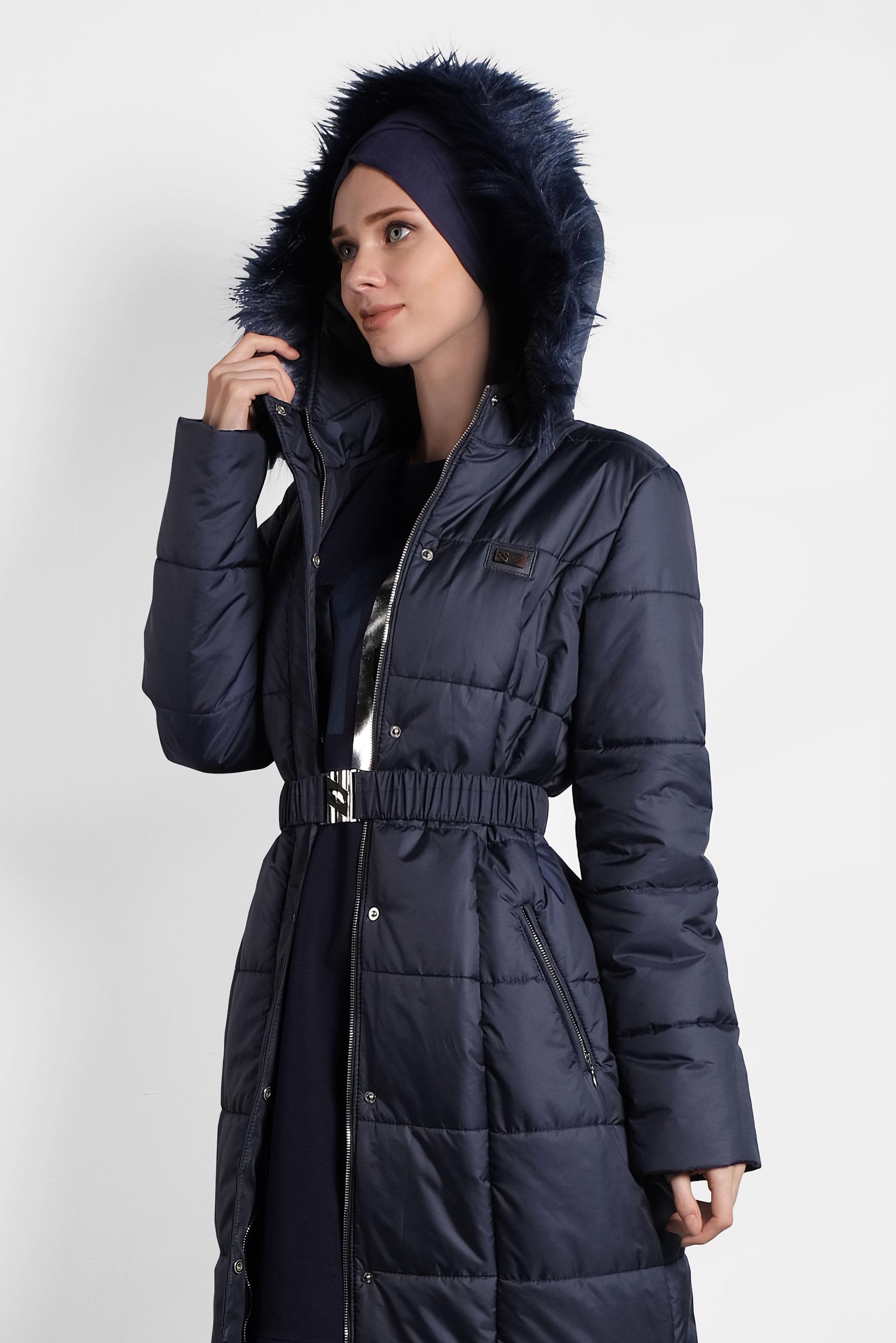 Tesettür giyim LACİVERT FERMUARLI ŞİŞME KABAN 90057