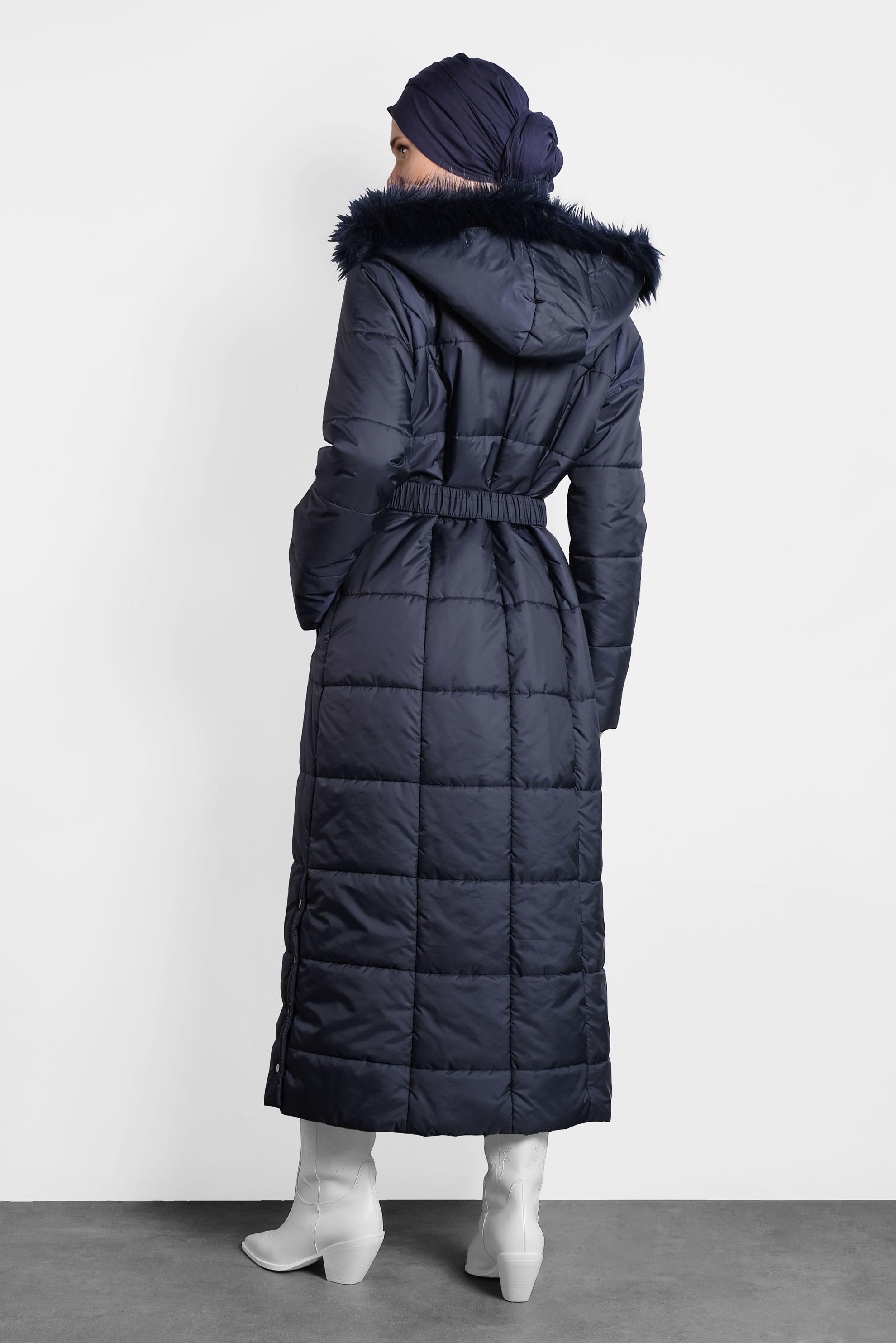 Tesettür giyim LACİVERT FERMUARLI ŞİŞME KABAN 90057