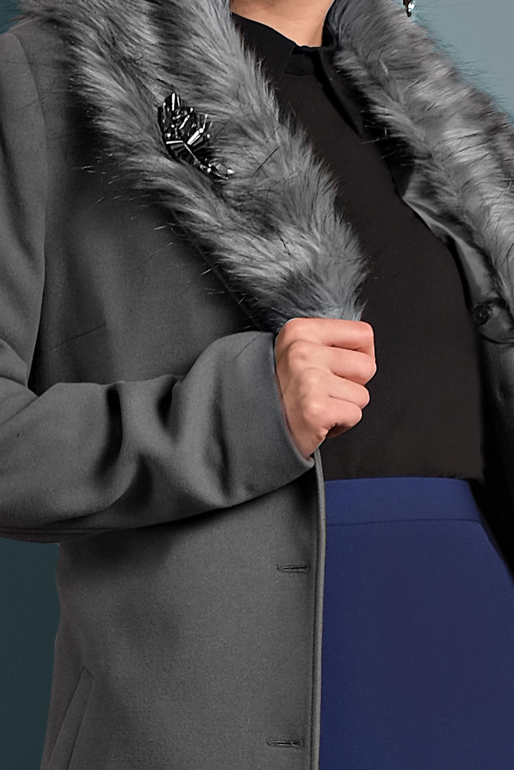 Tesettür giyim GRİ KUŞAKLI DÜĞMELİ MANTO 90061 