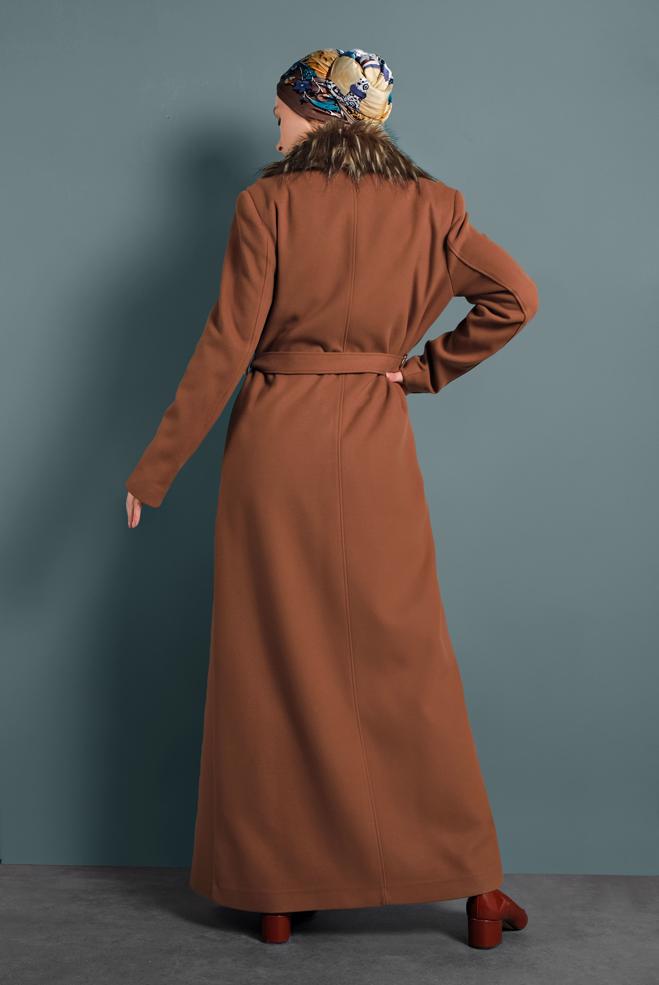 Hijab clothing TABA BUTTONED BELTED COAT 90061 - ALVİNA