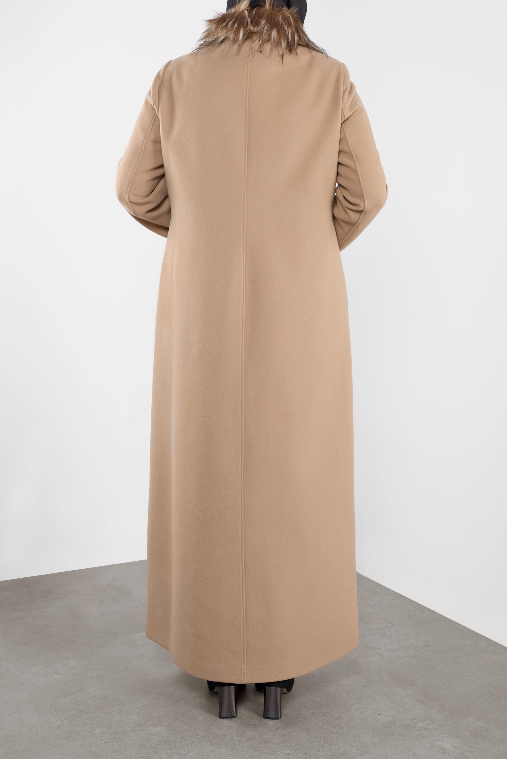 Tesettür giyim KAHVE DÜĞMELİ MANTO 90062 