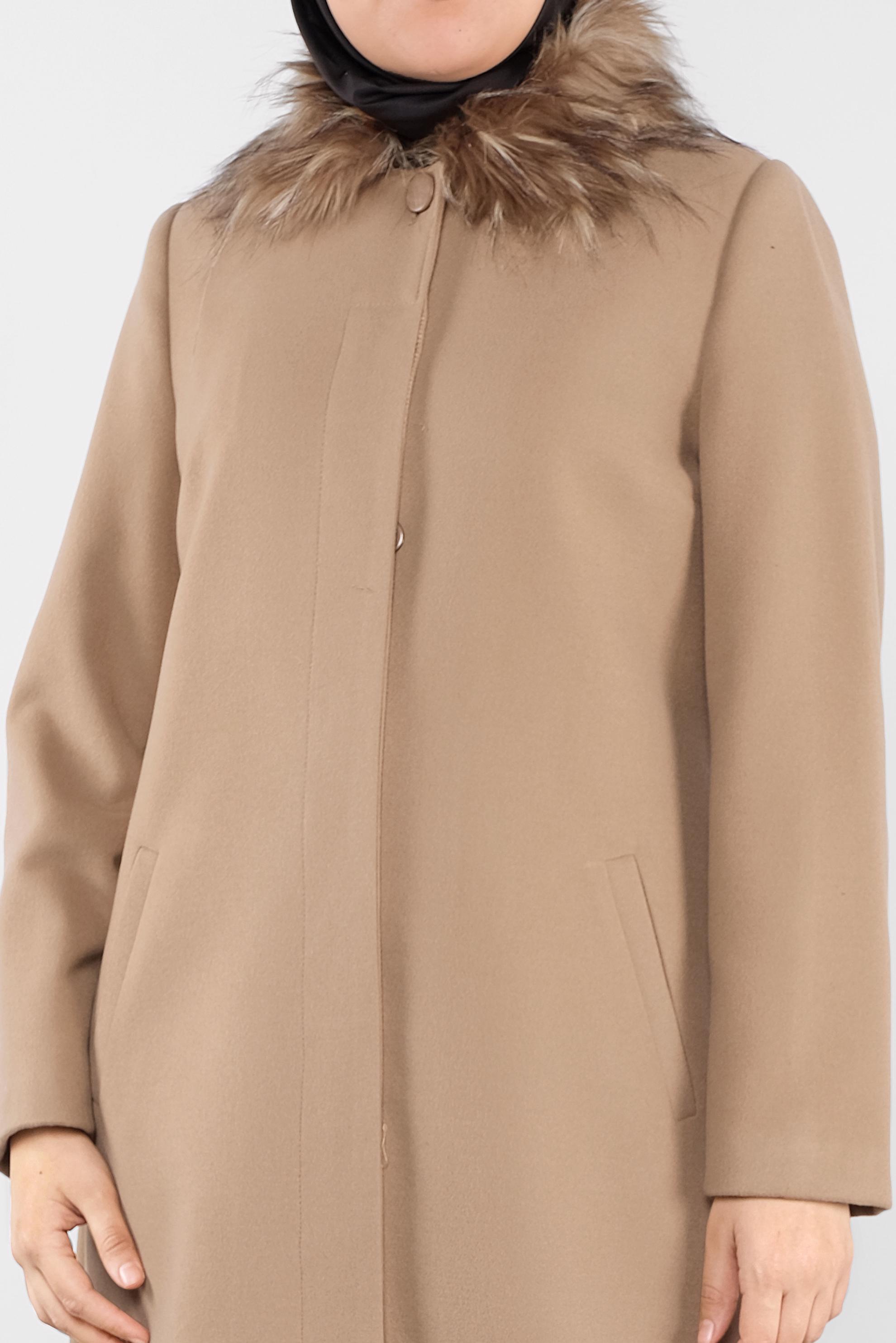 Tesettür giyim KAHVE DÜĞMELİ MANTO 90062 