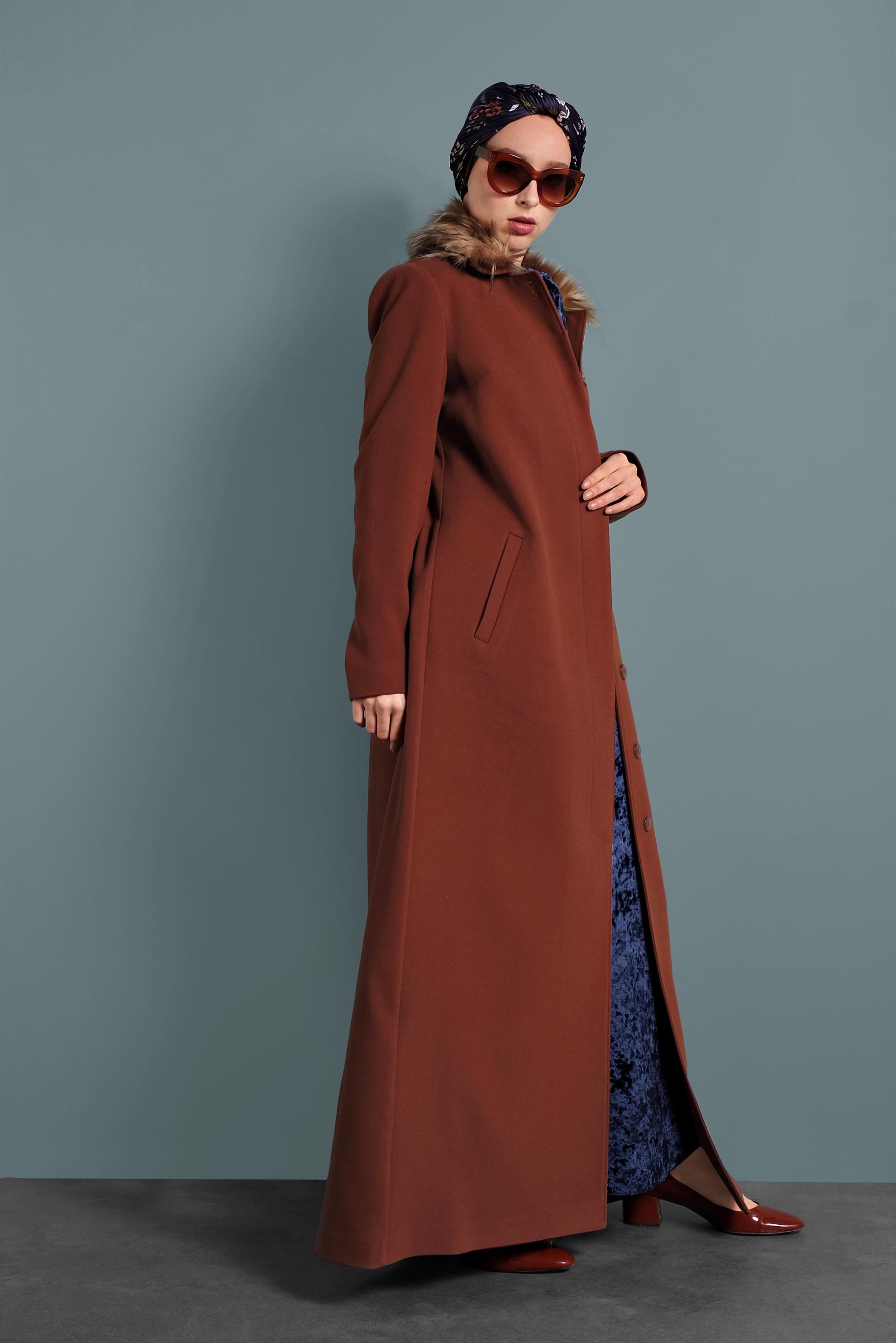 Vêtements hijab ORANGE MANTEAU À BOUTONNÉ 90062 