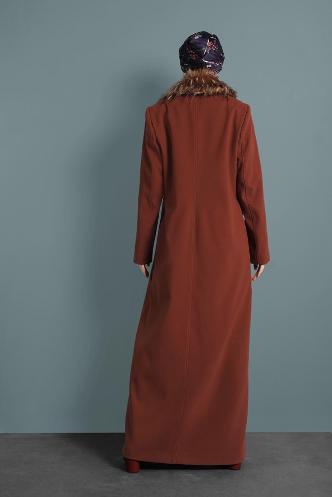 Vêtements hijab ORANGE MANTEAU À BOUTONNÉ 90062  - ALVİNA
