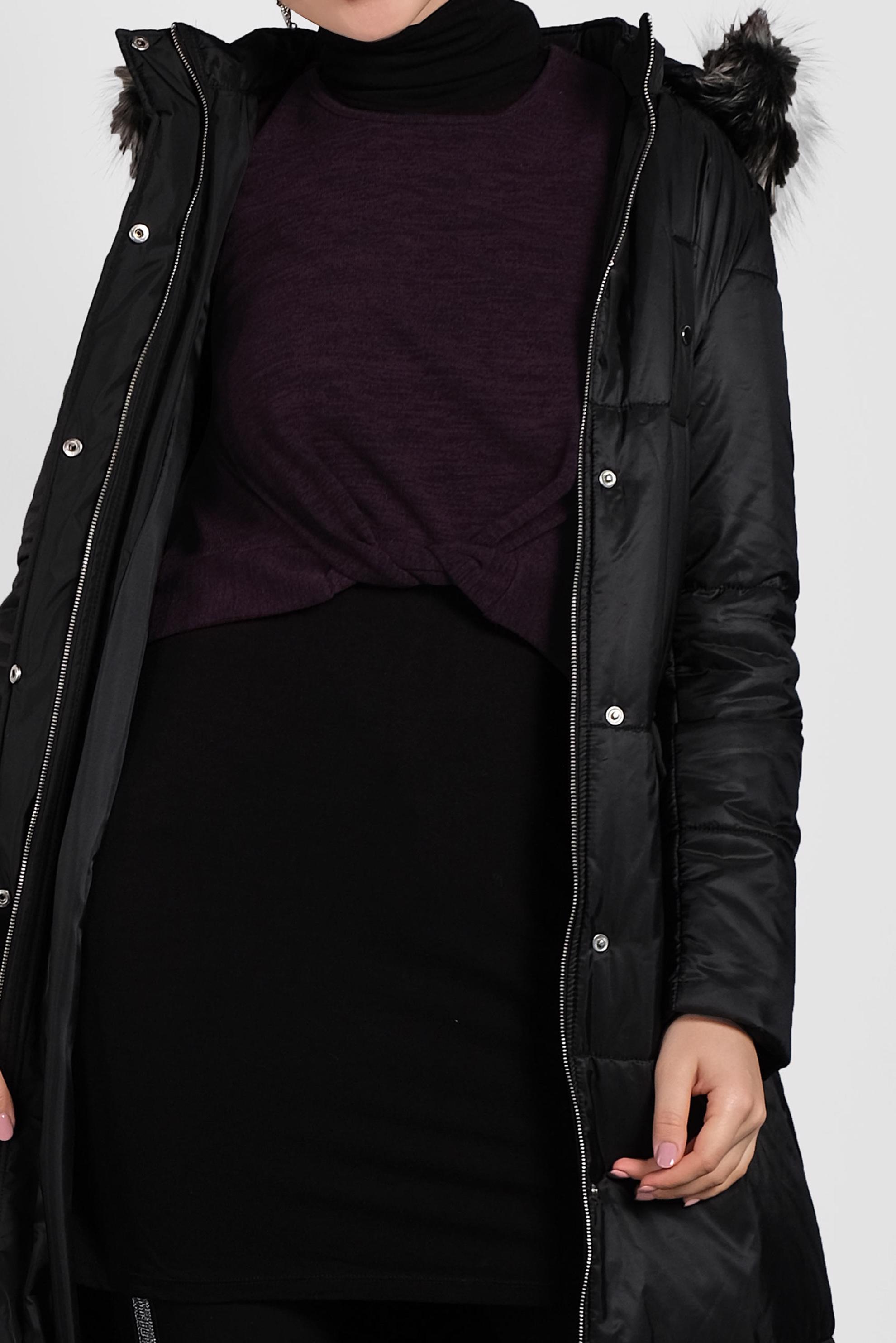 Tesettür giyim SİYAH FERMUARLI ŞİŞME MANTO 90067