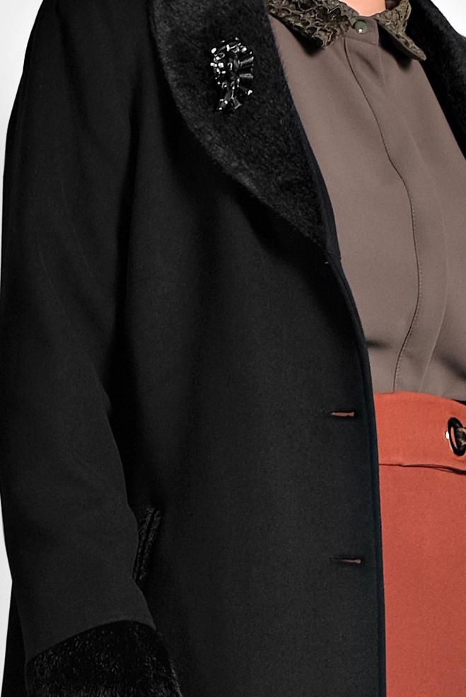 Vêtements hijab NOIR MANTEAU À BOUTONNÉ 90081  - ALVİNA