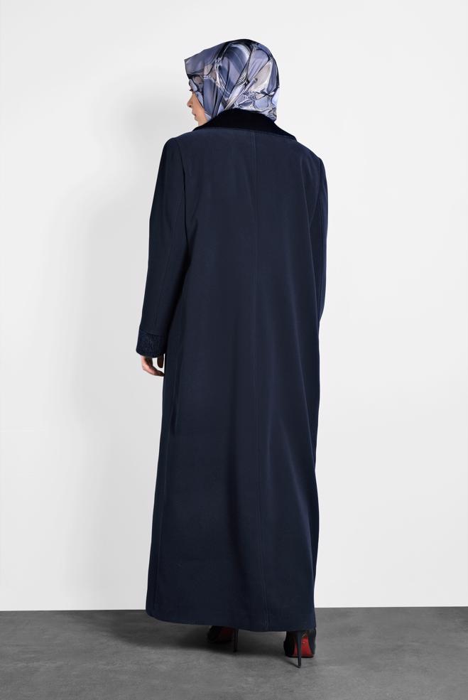 Vêtements hijab BLEU MARINE MANTEAU À BOUTONNÉ 90081  - ALVİNA