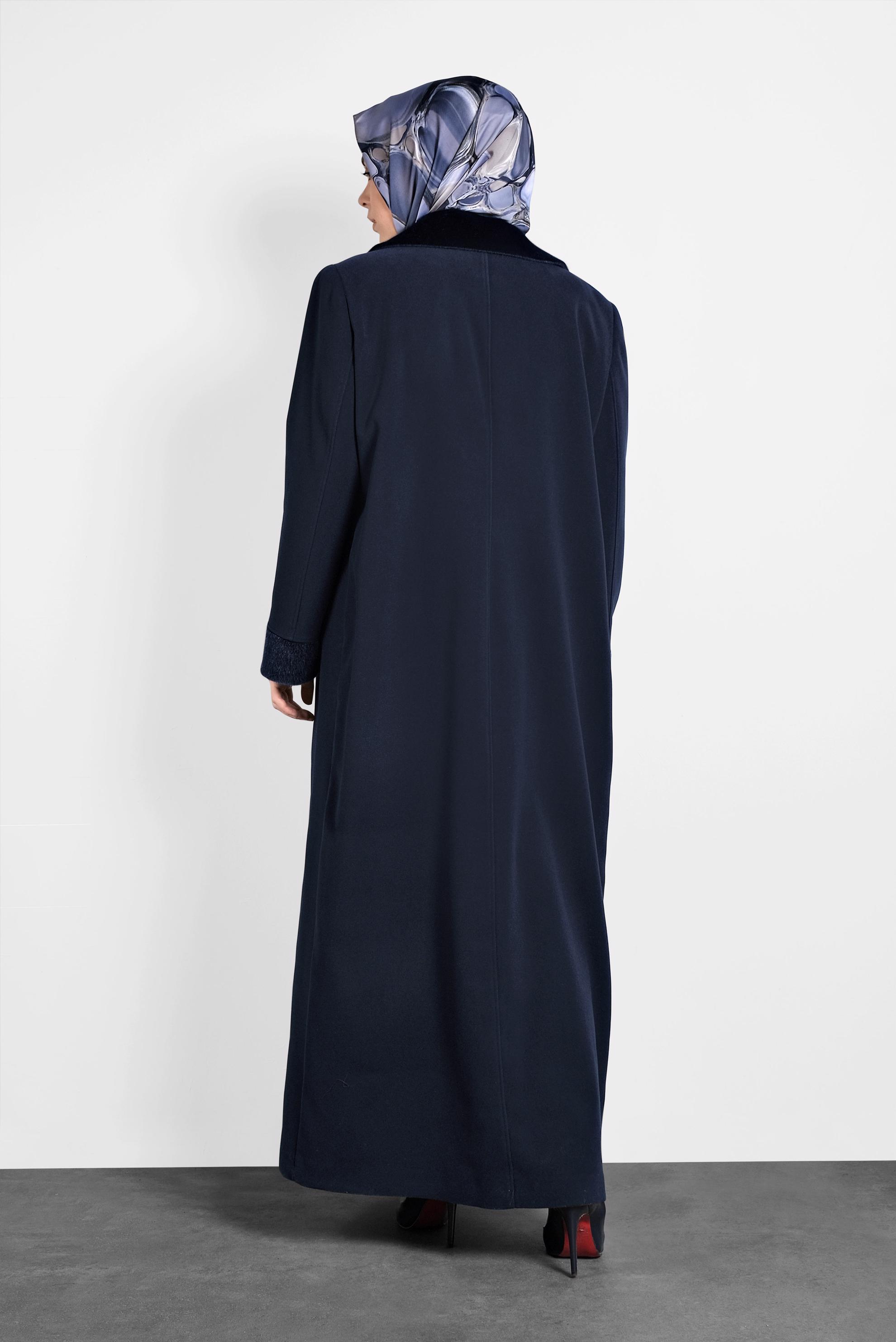 Vêtements hijab BLEU MARINE MANTEAU À BOUTONNÉ 90081 