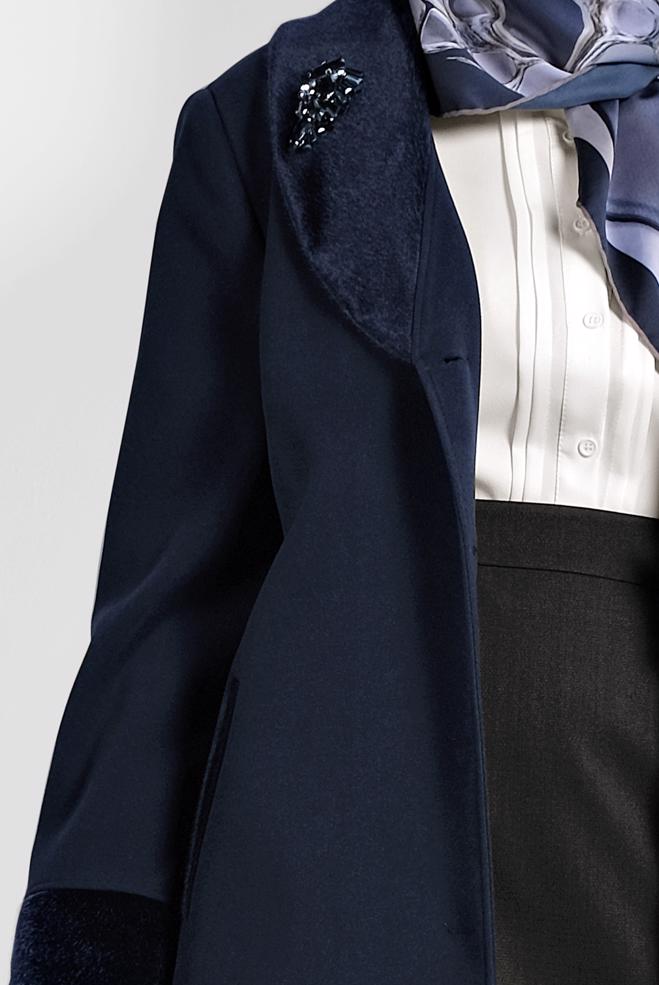 Vêtements hijab BLEU MARINE MANTEAU À BOUTONNÉ 90081  - ALVİNA