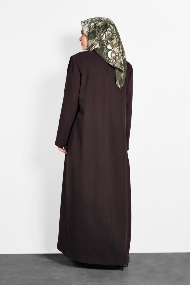 Hijab clothing BROWN CREW-NECK COAT 90082 - ALVİNA