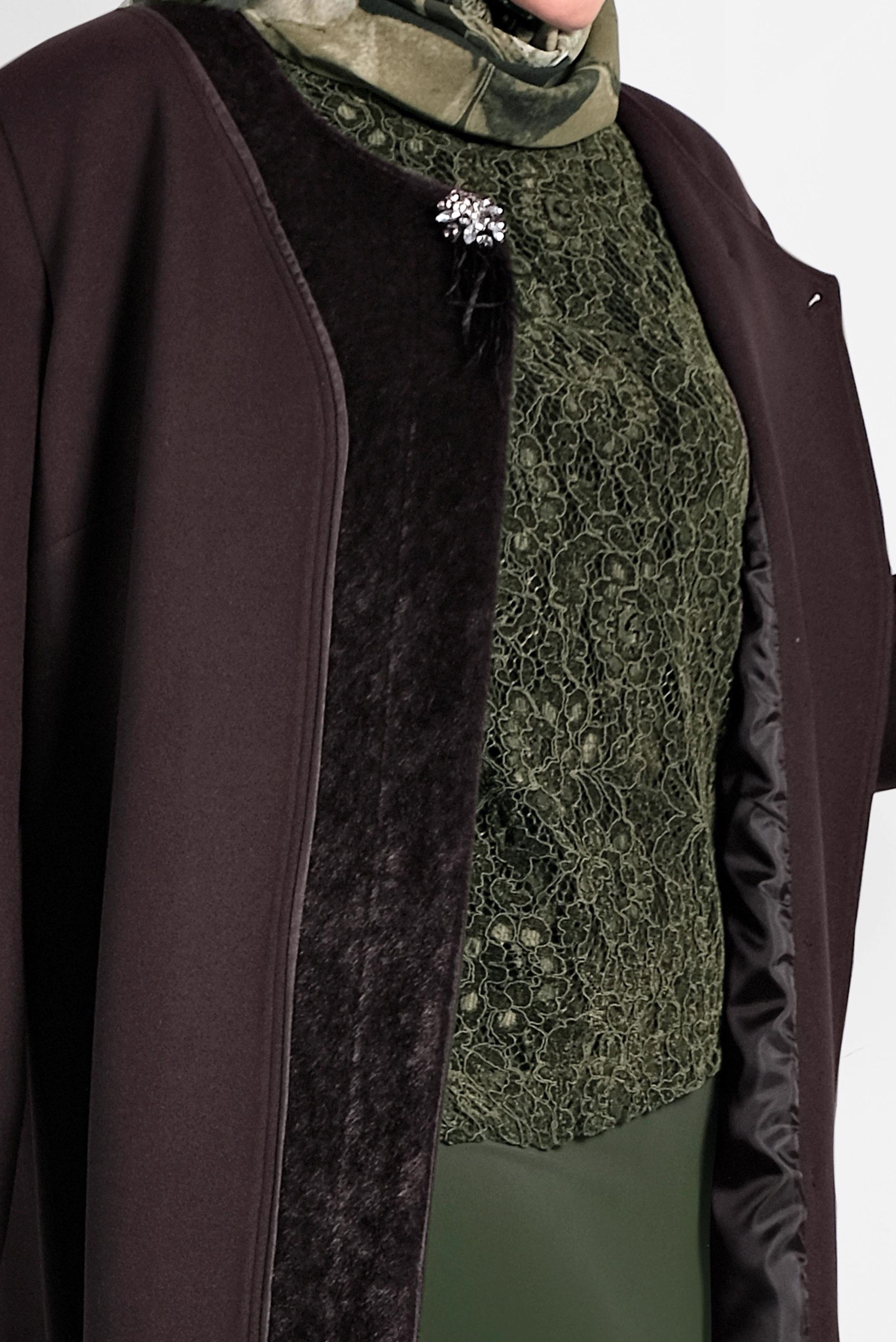 Hijab clothing BROWN CREW-NECK COAT 90082