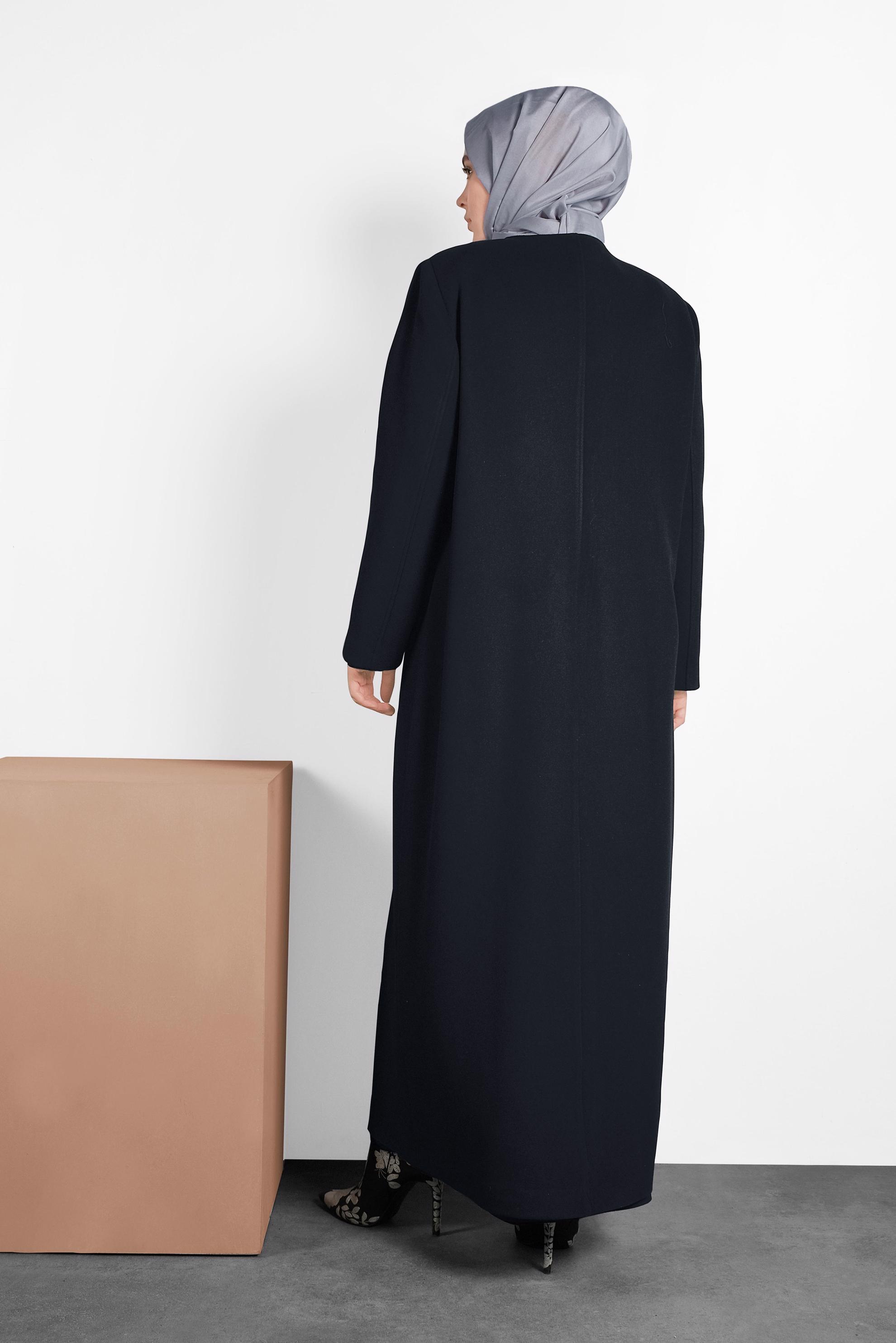 Vêtements hijab BLEU MARINE MANTEAU À COL ROND 90082