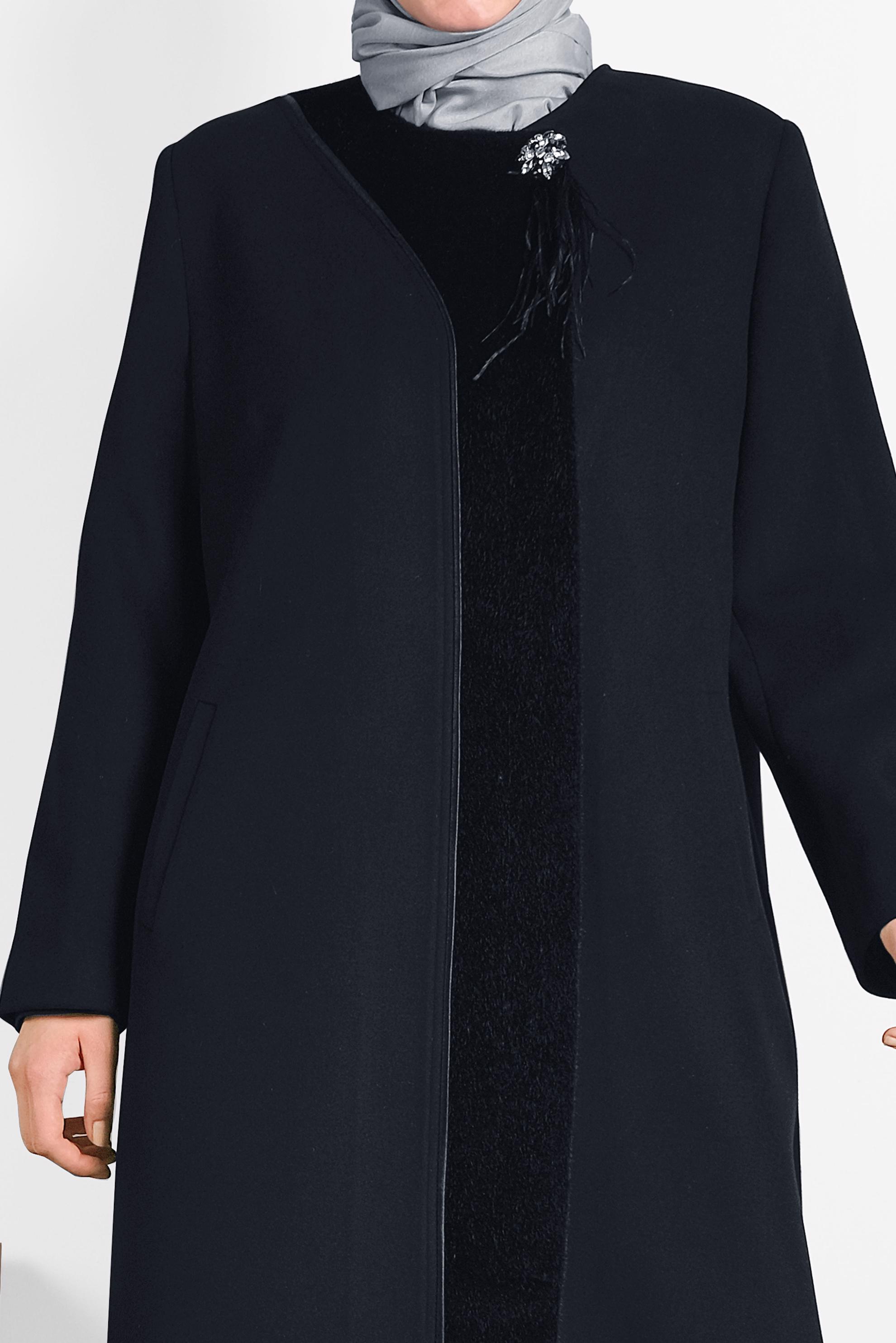 Vêtements hijab BLEU MARINE MANTEAU À COL ROND 90082