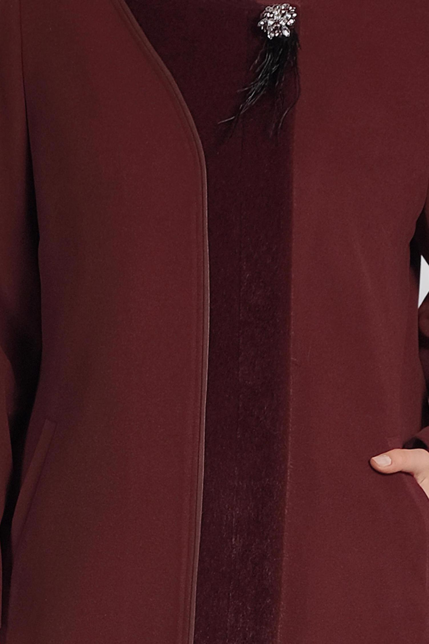 Tesettür giyim BORDO BİSİKLET YAKA MANTO 90082