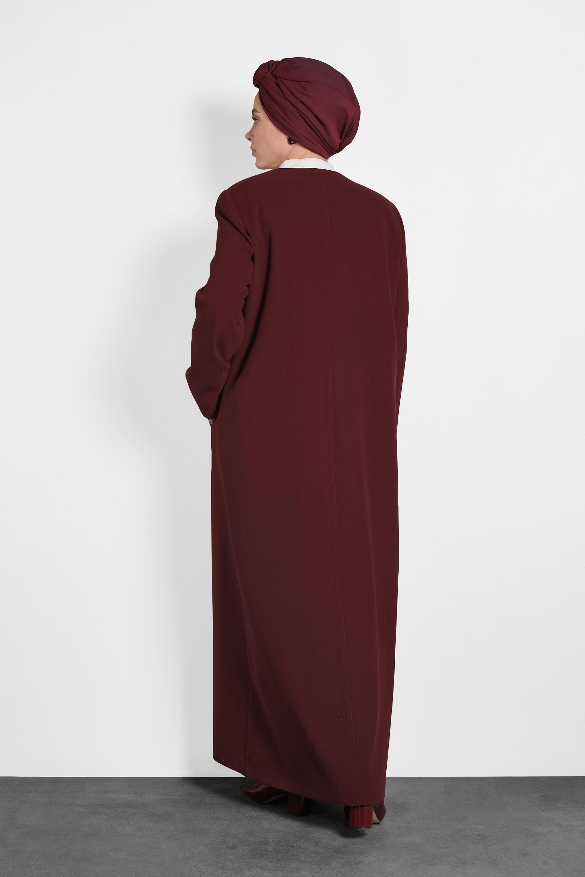 Hijab clothing CLARET RED CREW-NECK COAT 90082