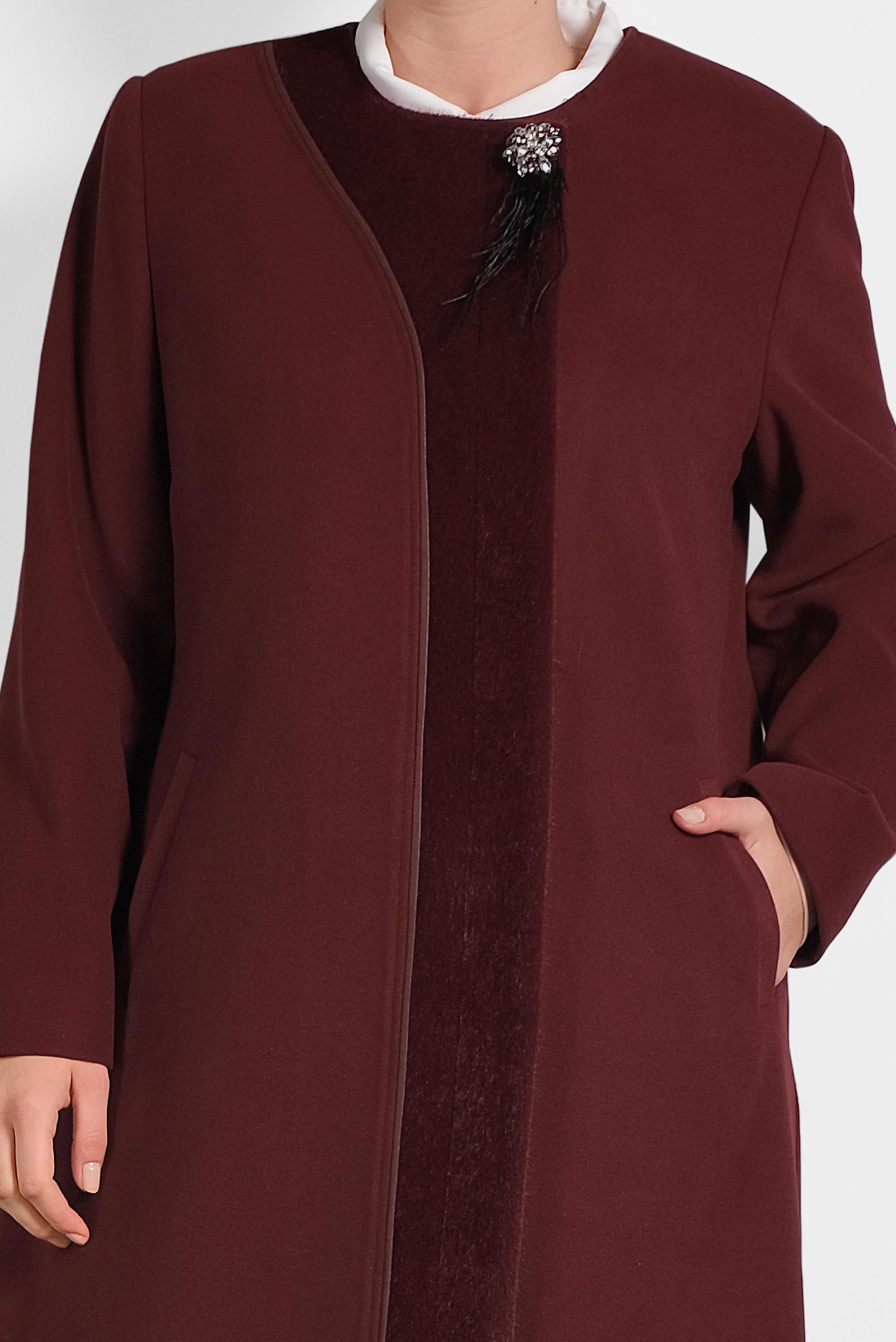 Hijab clothing CLARET RED CREW-NECK COAT 90082