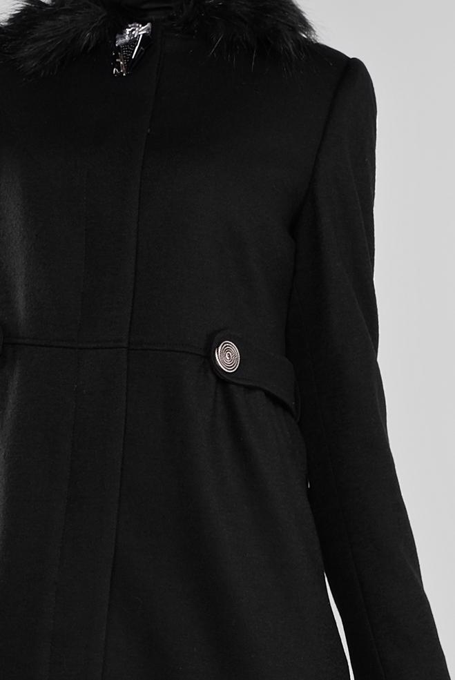 Hijab clothing BLACK BROOCH DETAILED WALKER COAT 90123  - ALVİNA