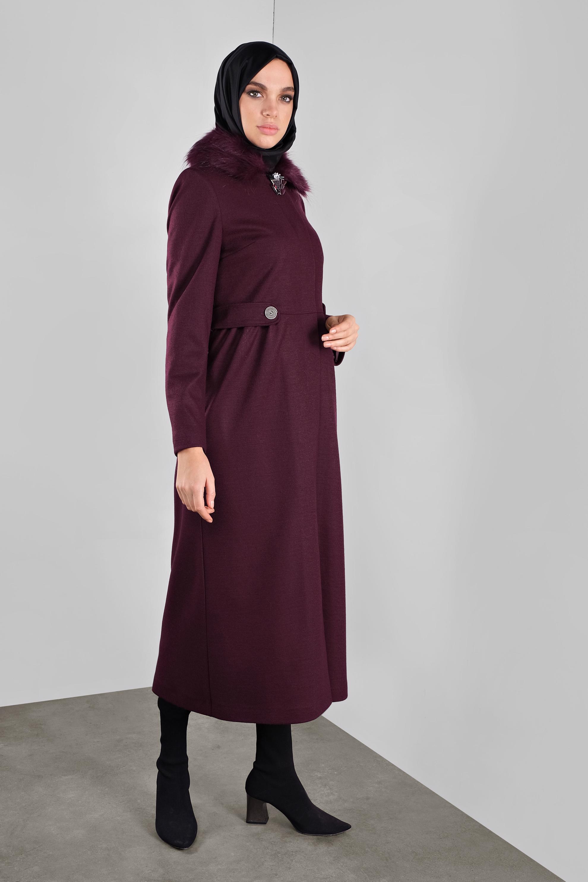 Hijab clothing DAMSON BROOCH DETAILED WALKER COAT 90123 