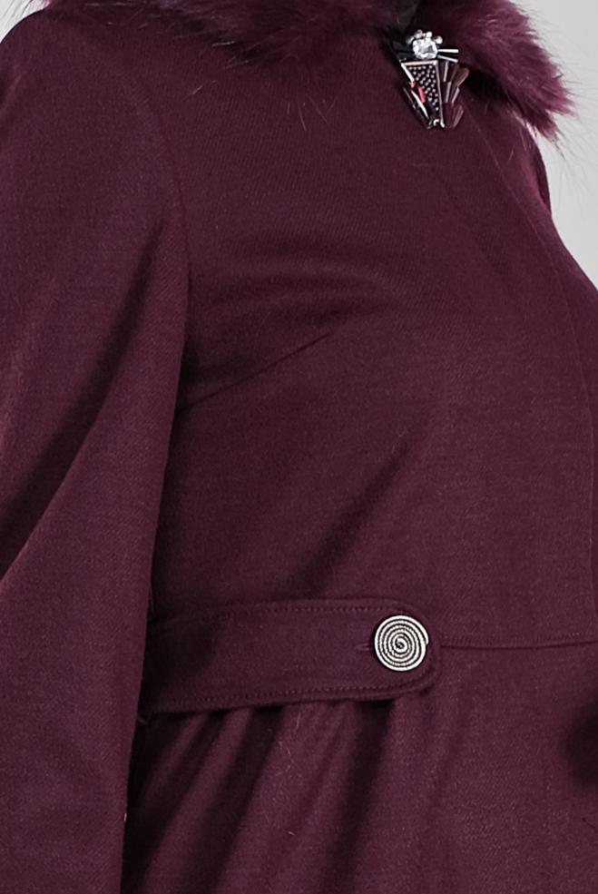 Vêtements hijab PRUNE MANTEAU À BROCHE 90123  - ALVİNA