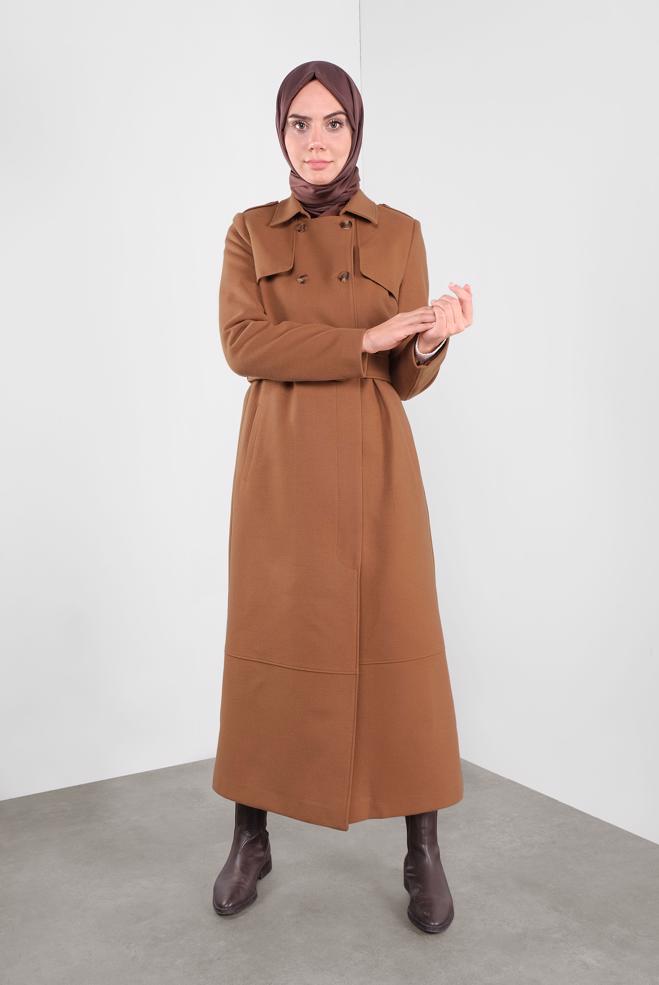 Hijab clothing TABA BUTTONED BELTED COAT 90124  - ALVİNA