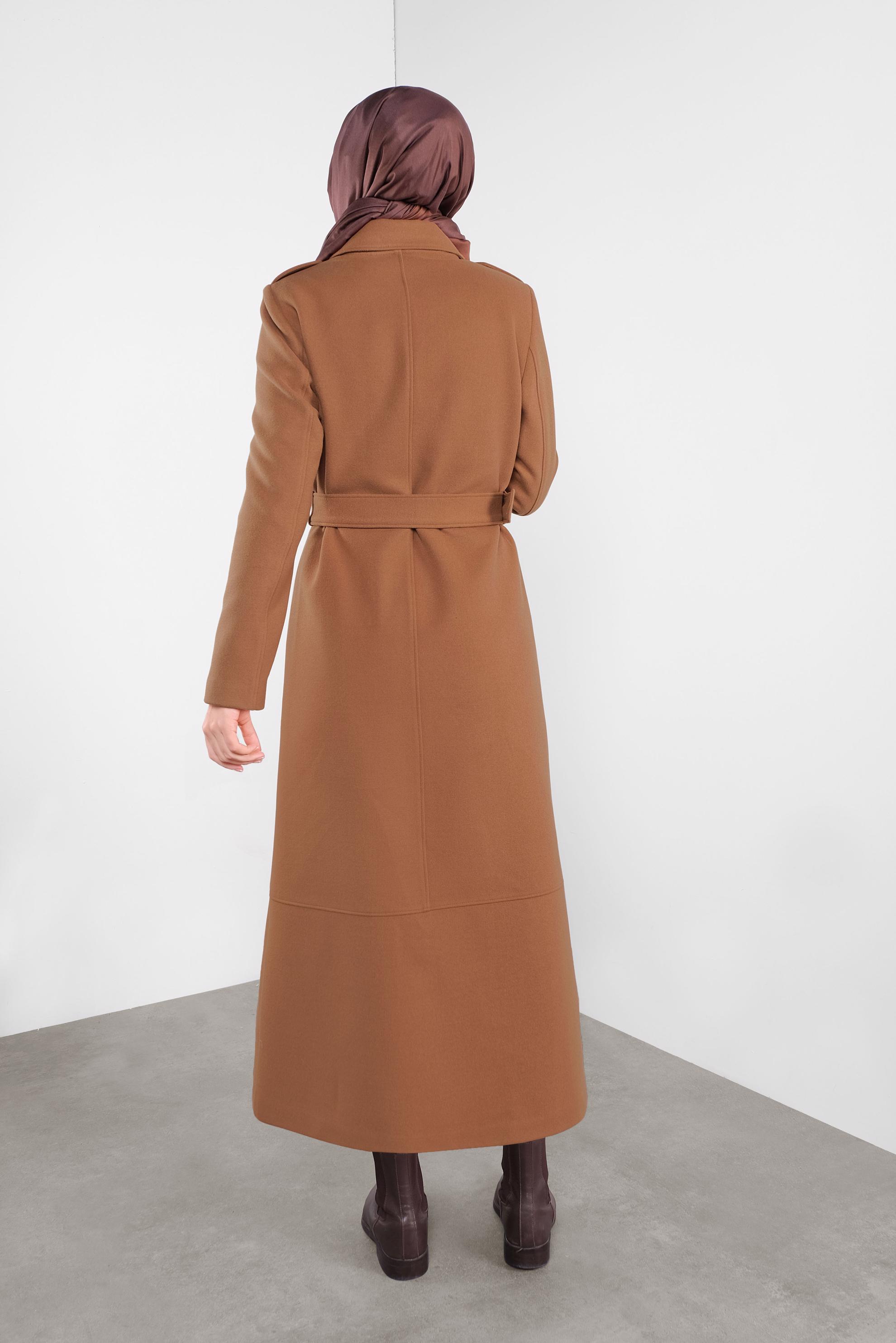 Hijab clothing TABA BUTTONED BELTED COAT 90124 