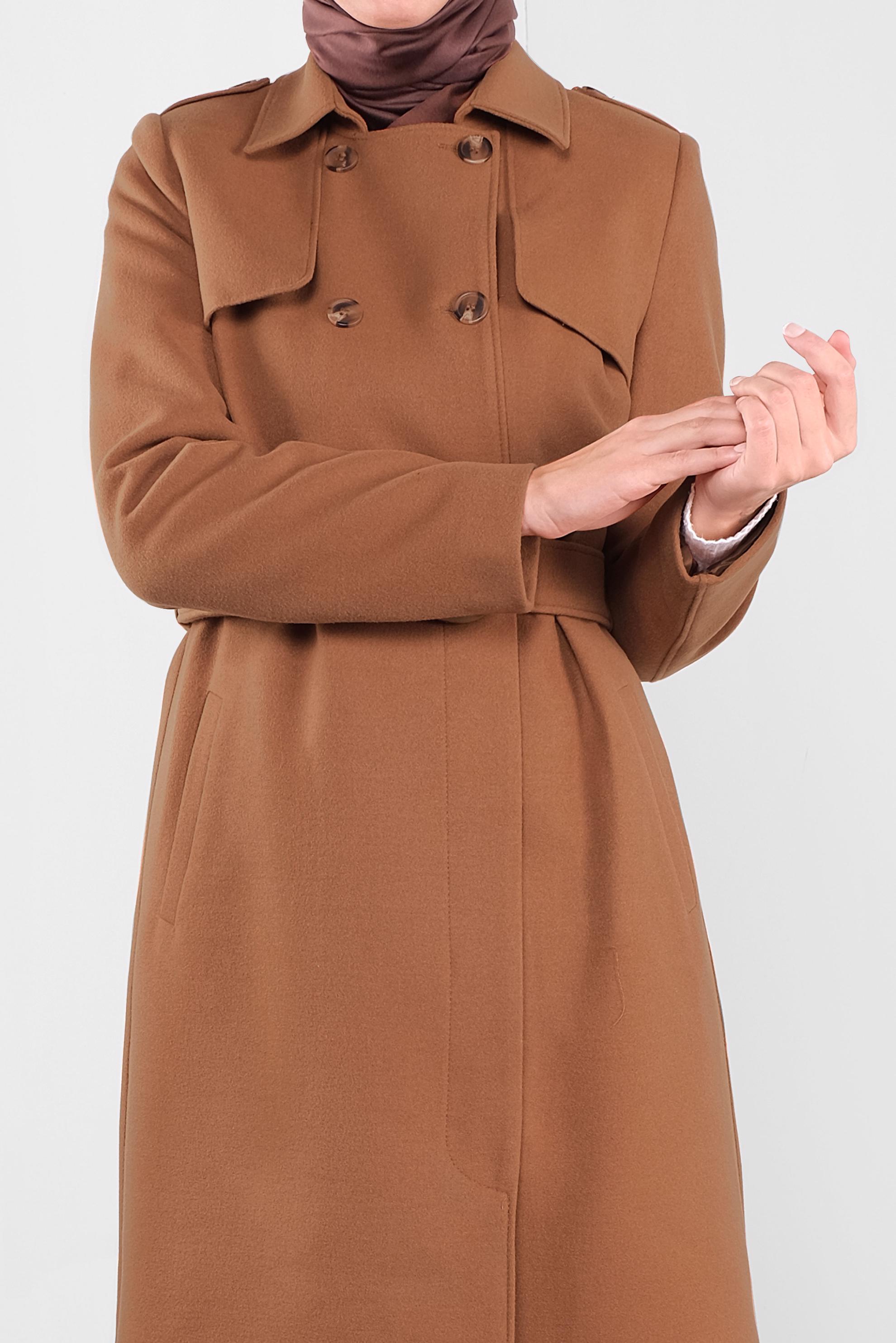 Hijab clothing TABA BUTTONED BELTED COAT 90124 