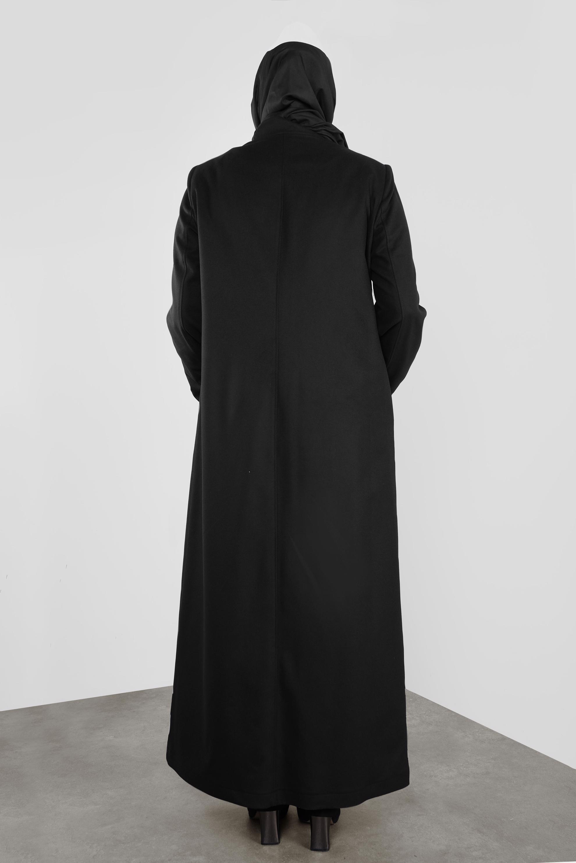 Vêtements hijab NOIR MANTEAU À BOUTONNÉ À COL MAO 90165 