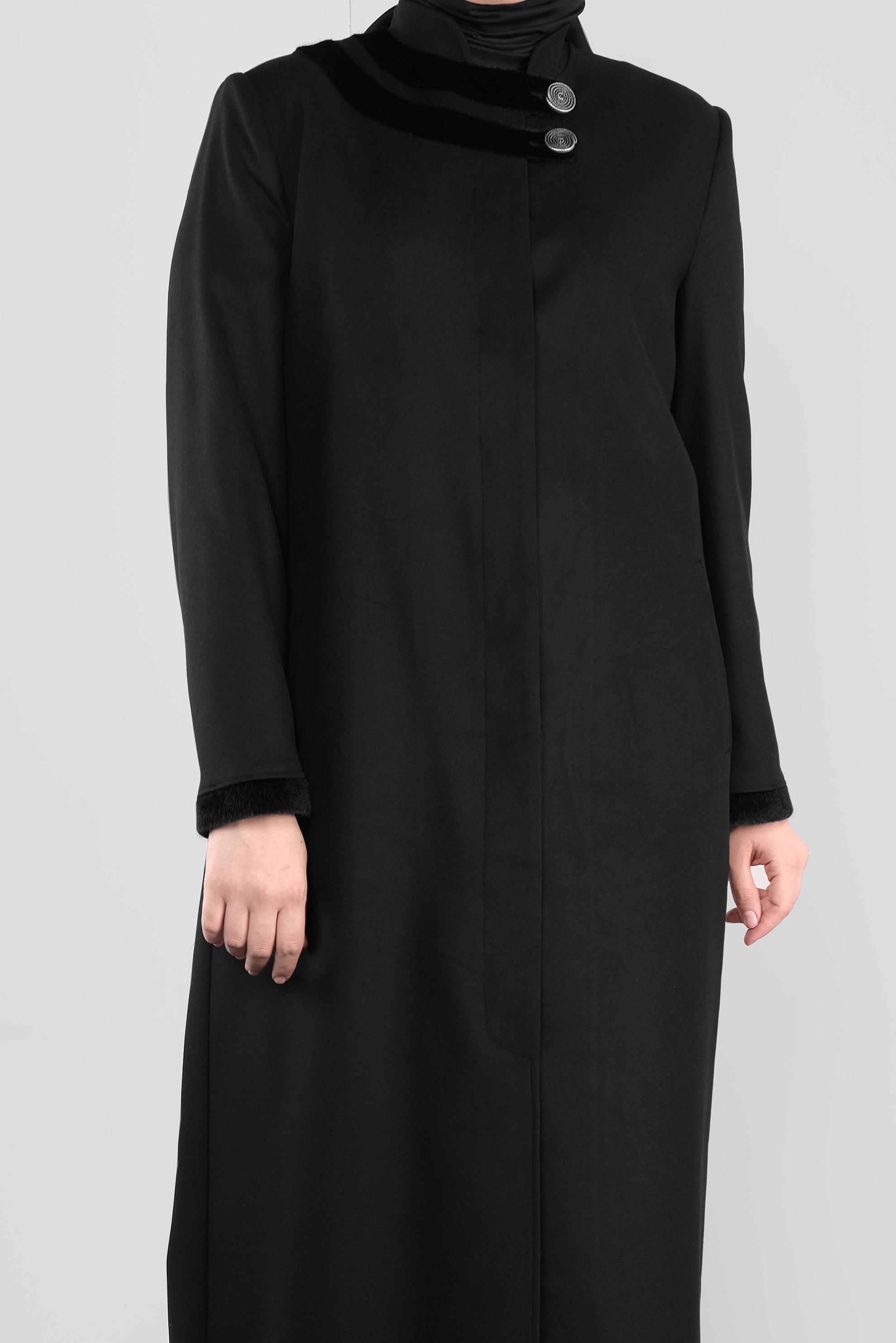 Vêtements hijab NOIR MANTEAU À BOUTONNÉ À COL MAO 90165 