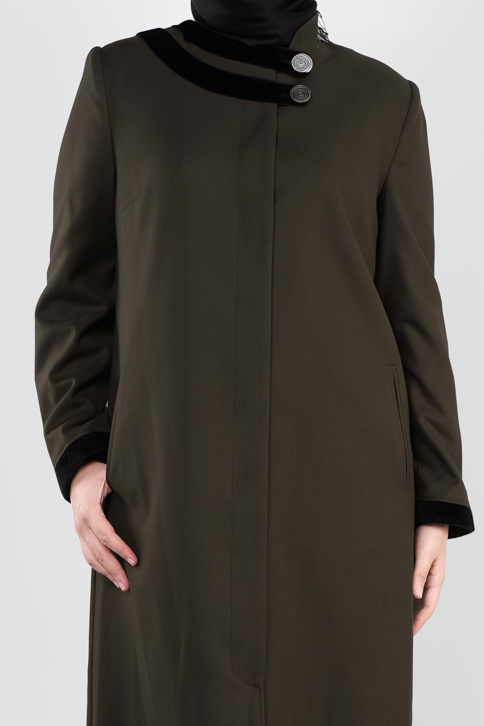Vêtements hijab KAKI MANTEAU À BOUTONNÉ À COL MAO 90165 
