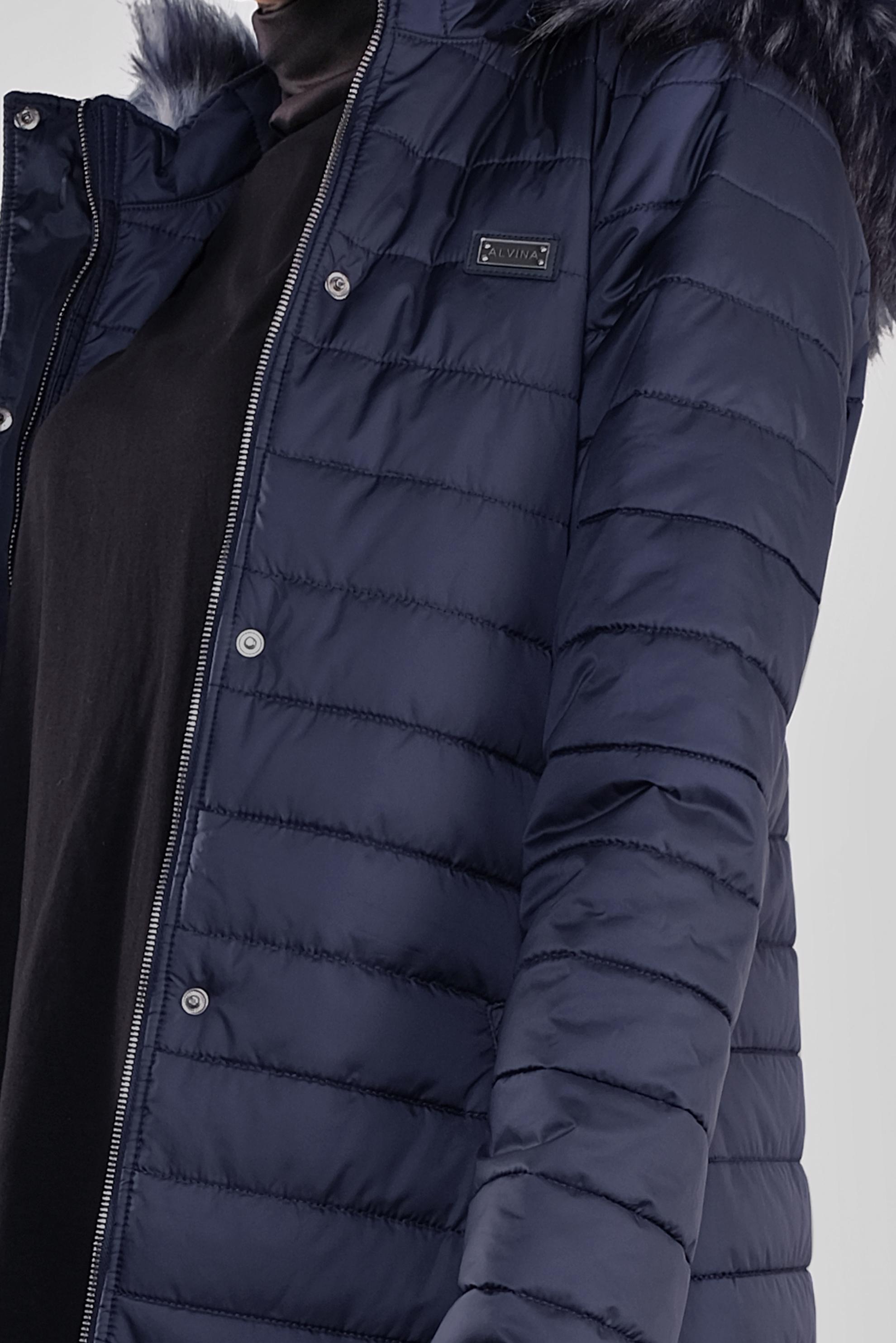 Tesettür giyim LACİVERT KÜRKLÜ KAPÜŞONLU ŞİŞME MANTO 90169 