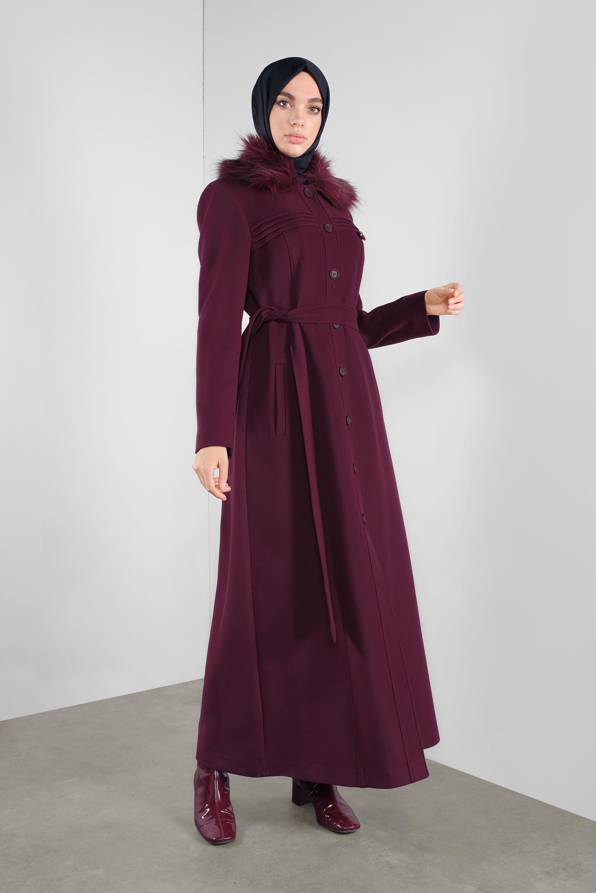 Hijab clothing DAMSON FAUX-FUR COLLAR WALKER COAT 90174 