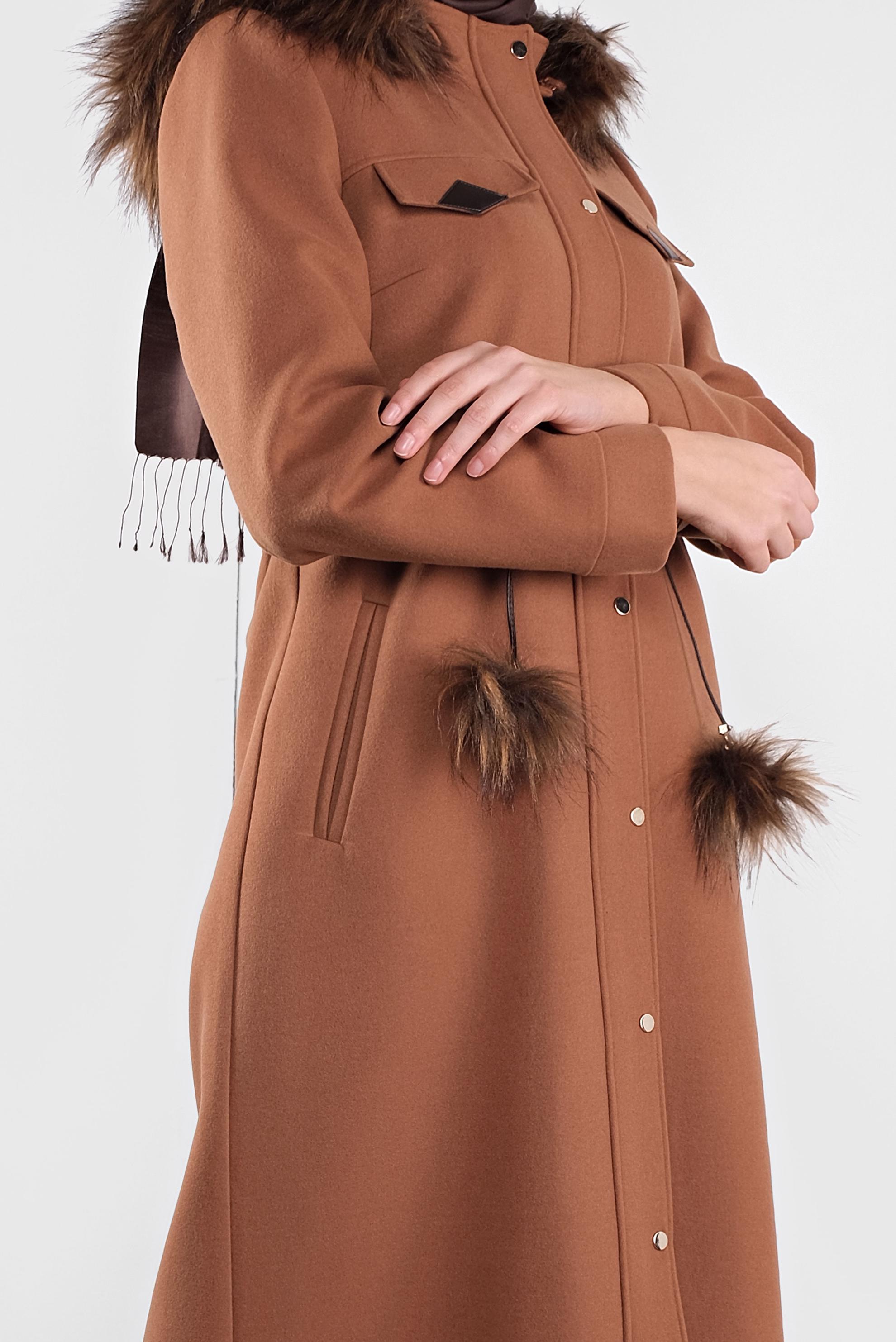 Hijab clothing TABA FAUX-FUR-TRIM HOODED WALKER COAT 90178 