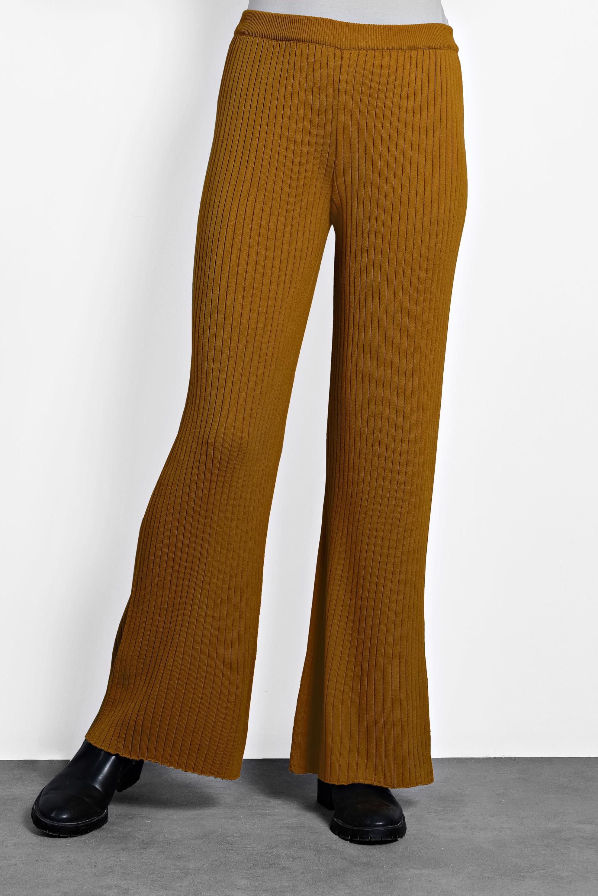 Tesettür giyim SARI BELİ LASTİKLİ FİTİLLİ TRİKO PANTOLON 70001  