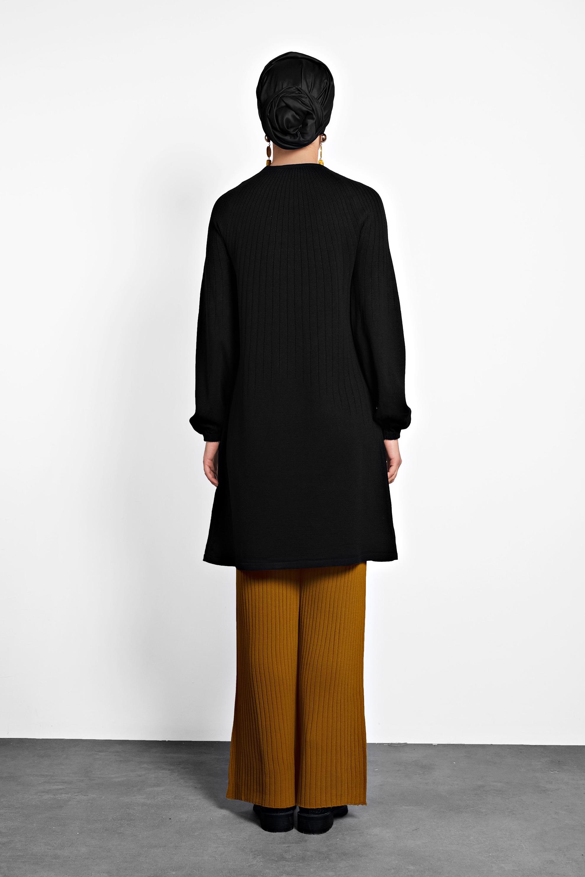 Tesettür giyim SARI BELİ LASTİKLİ FİTİLLİ TRİKO PANTOLON 70001  