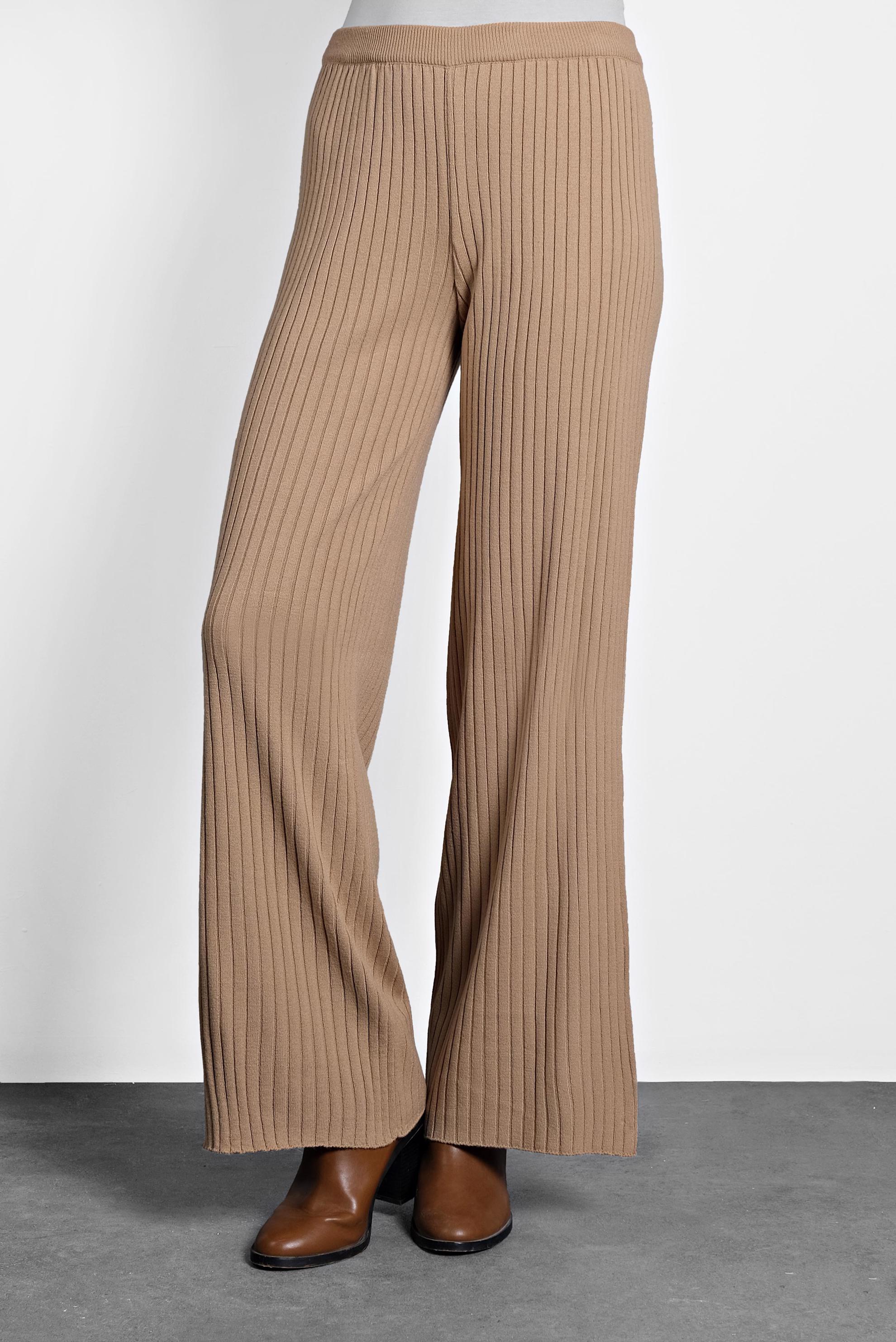 Tesettür giyim KAHVE BELİ LASTİKLİ FİTİLLİ TRİKO PANTOLON 70001  