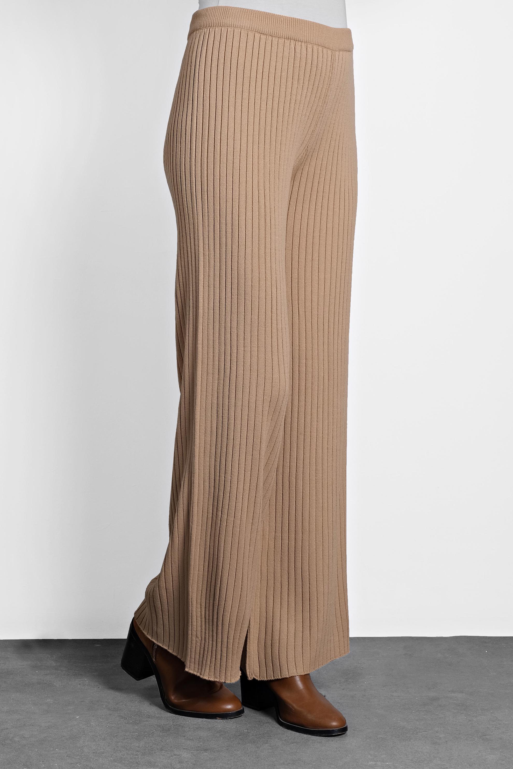 Tesettür giyim KAHVE BELİ LASTİKLİ FİTİLLİ TRİKO PANTOLON 70001  