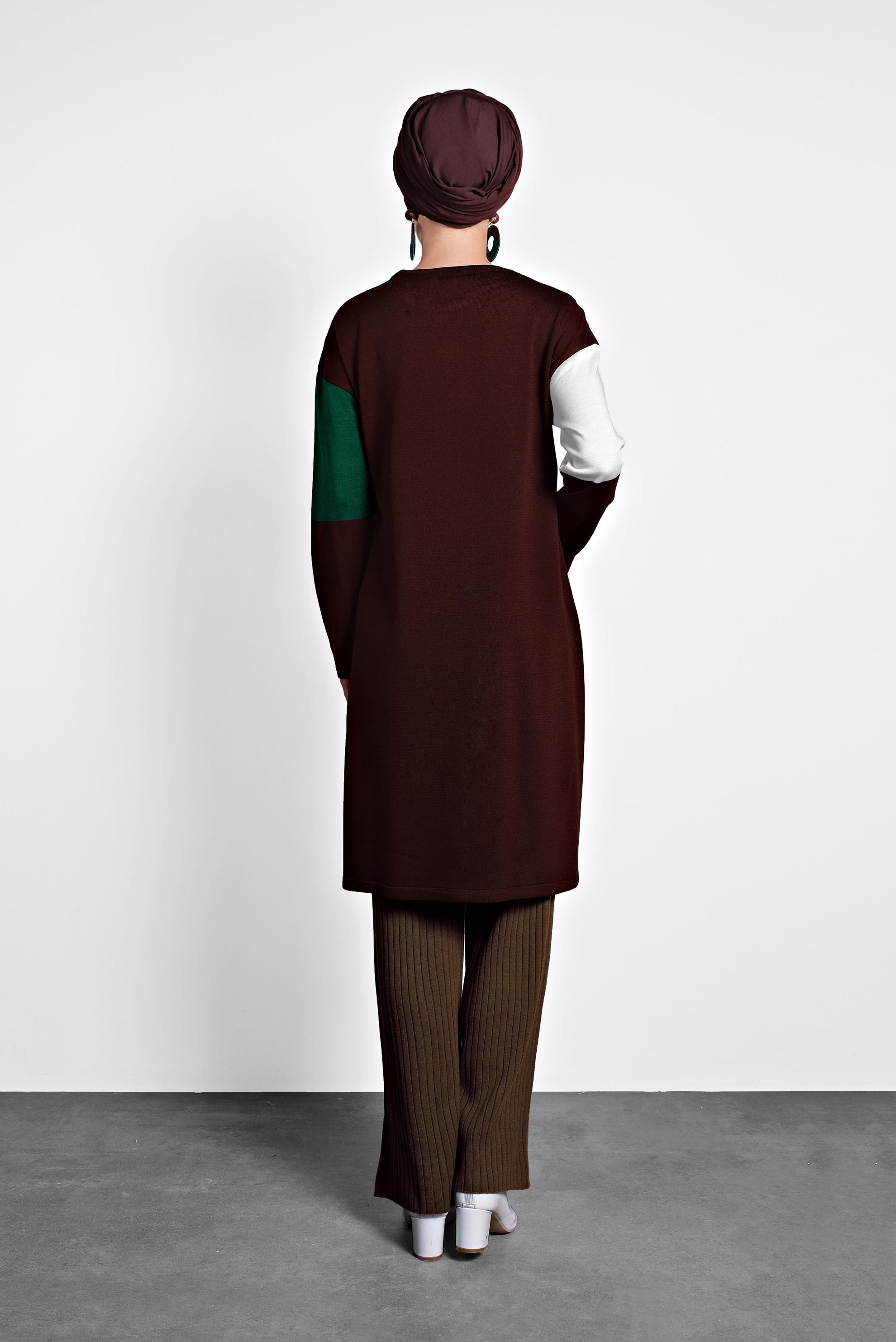 Hijab clothing BROWN ELASTIC-WAIST RIBBED KNIT PANTS  70001