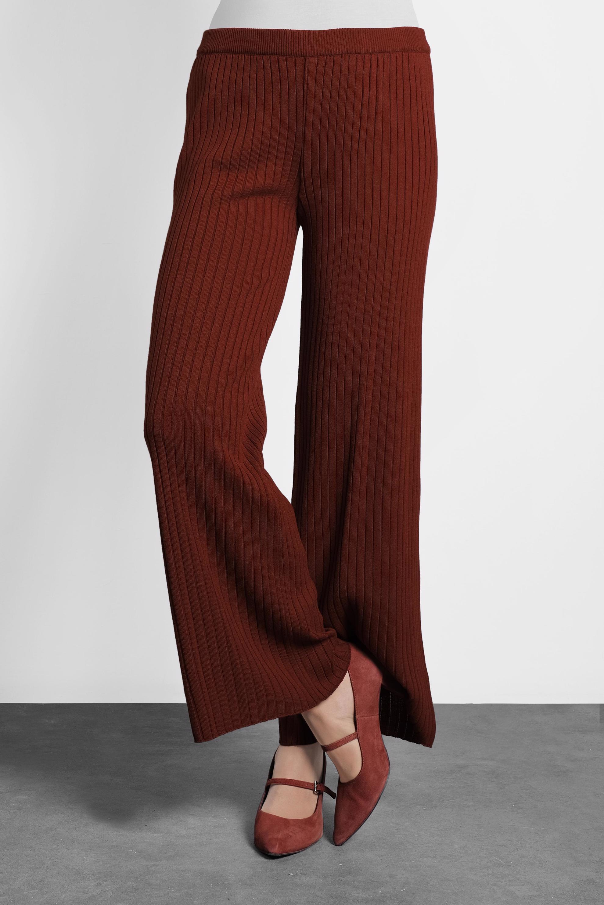 Hijab clothing ORANGE ELASTIC-WAIST RIBBED KNIT PANTS  70001