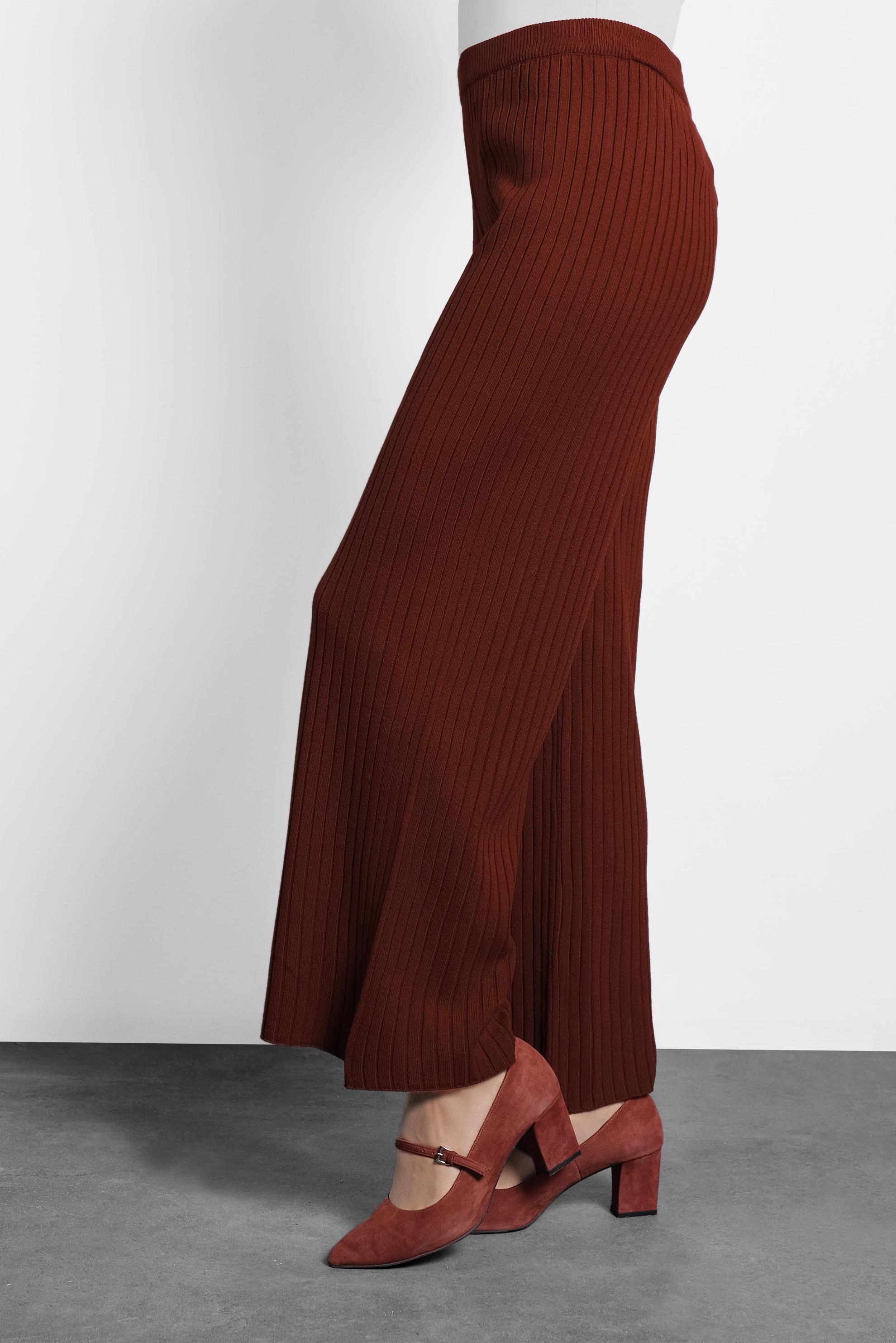 Hijab clothing ORANGE ELASTIC-WAIST RIBBED KNIT PANTS  70001