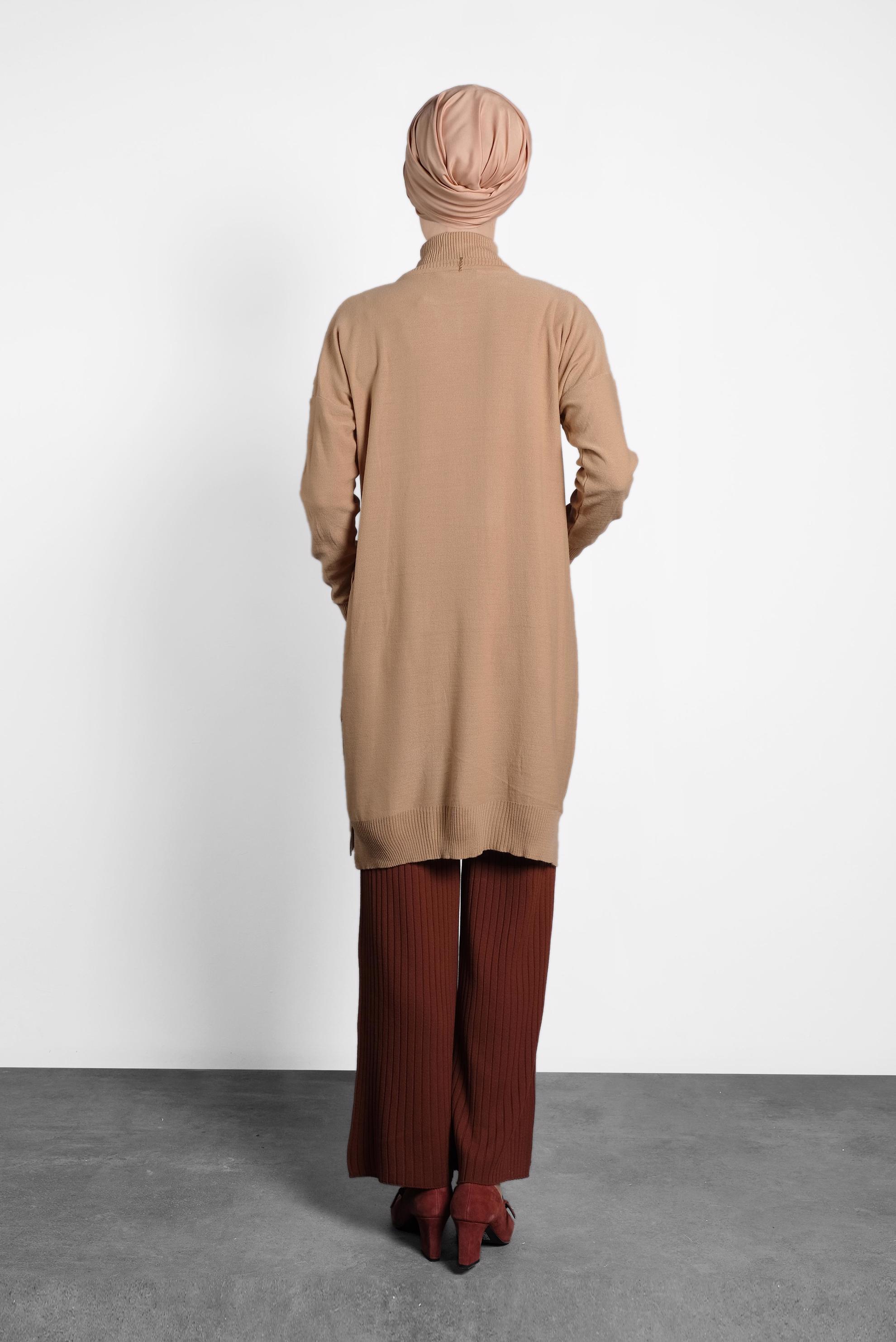 Hijab clothing ORANGE ELASTIC-WAIST RIBBED KNIT PANTS  70001